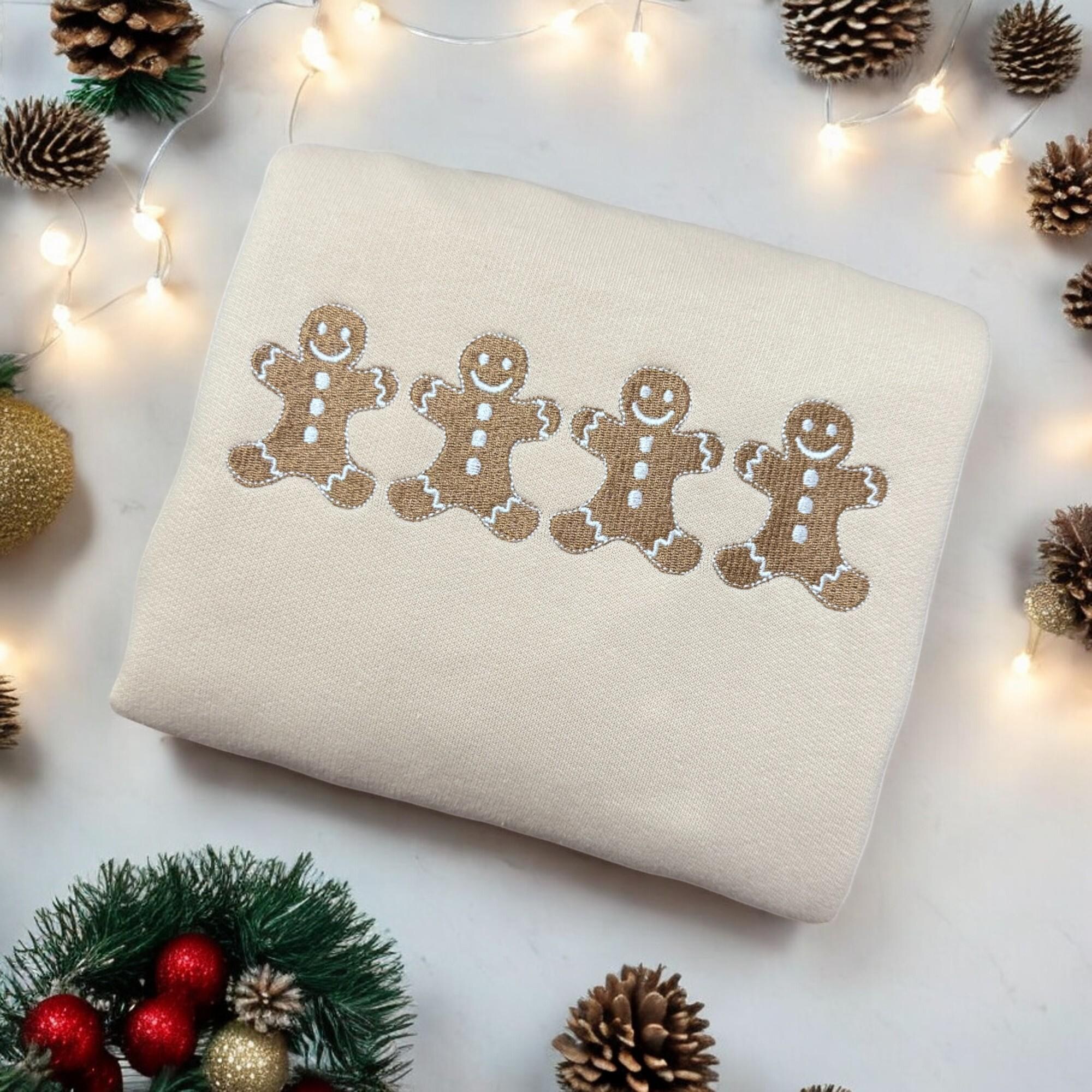 il_2000xN.6297176704_awqm.jpg Gingerbread Men Embroidered Sweatshirt | Baking Crewneck with Embroidered Gingerbread Men | Gift for Baker | Traditional Christmas Crewneck