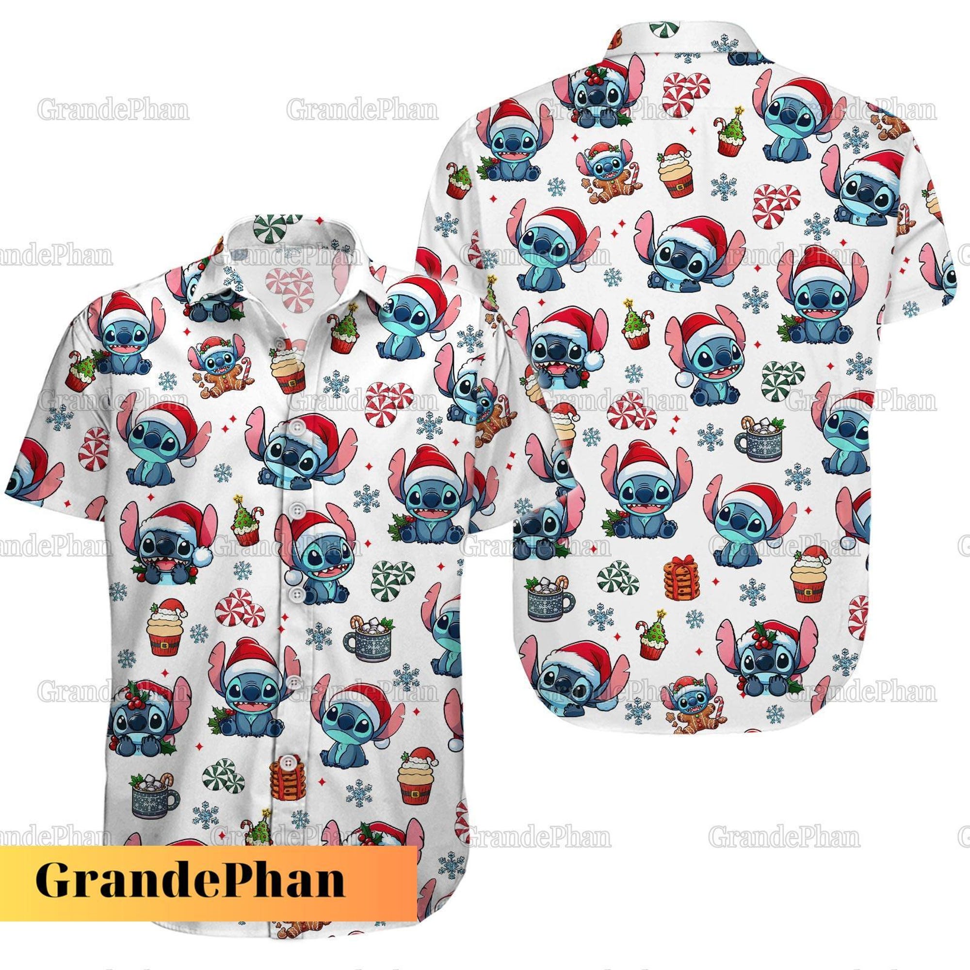 Stitch Christmas Button Shirt, Stitch Button Shirt Men, Stitch Hawaii Shirt, Stitch Button Up Shirt, Disney Christmas Shirt For Family