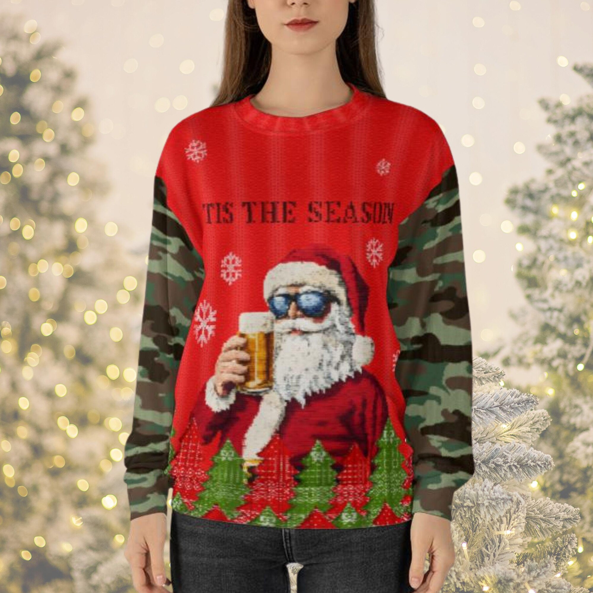 Funny Santa Beer Ugly Christmas Sweatshirt
