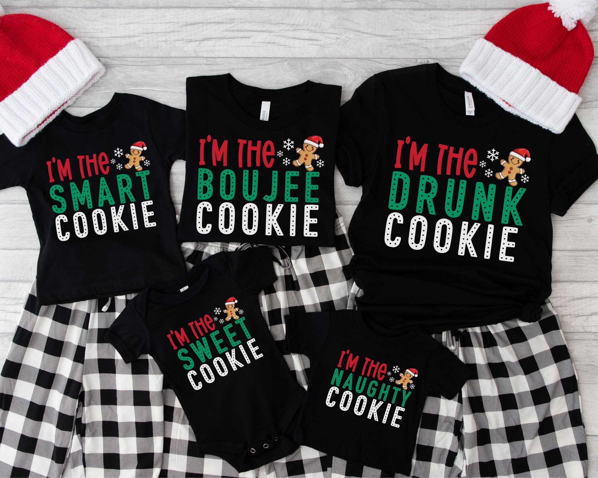 Matching Family Christmas Shirts, Funny Gingerbread Christmas Group Tshirts. Cousin Crew Personalized Xmas Holiday Custom Mom Dad Kids Tees