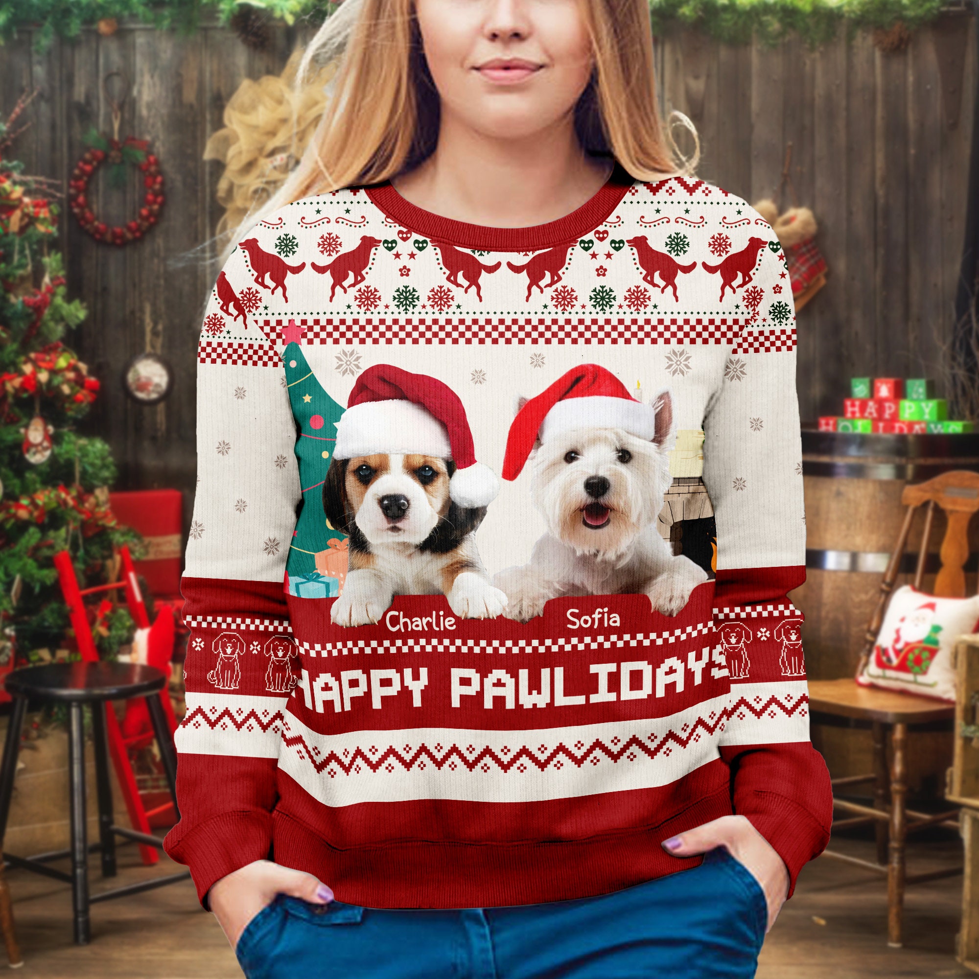 Custom Pet Photo Ugly Christmas Sweater: Funny Gift for Pet Lovers