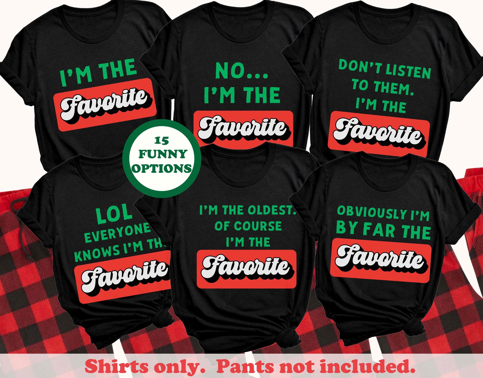 Funny Family Christmas Shirts Family Christmas Pajamas Funny Family Christmas tshirts Funny Brother Sister Tees Adult Xmas PJs Tops Favorite