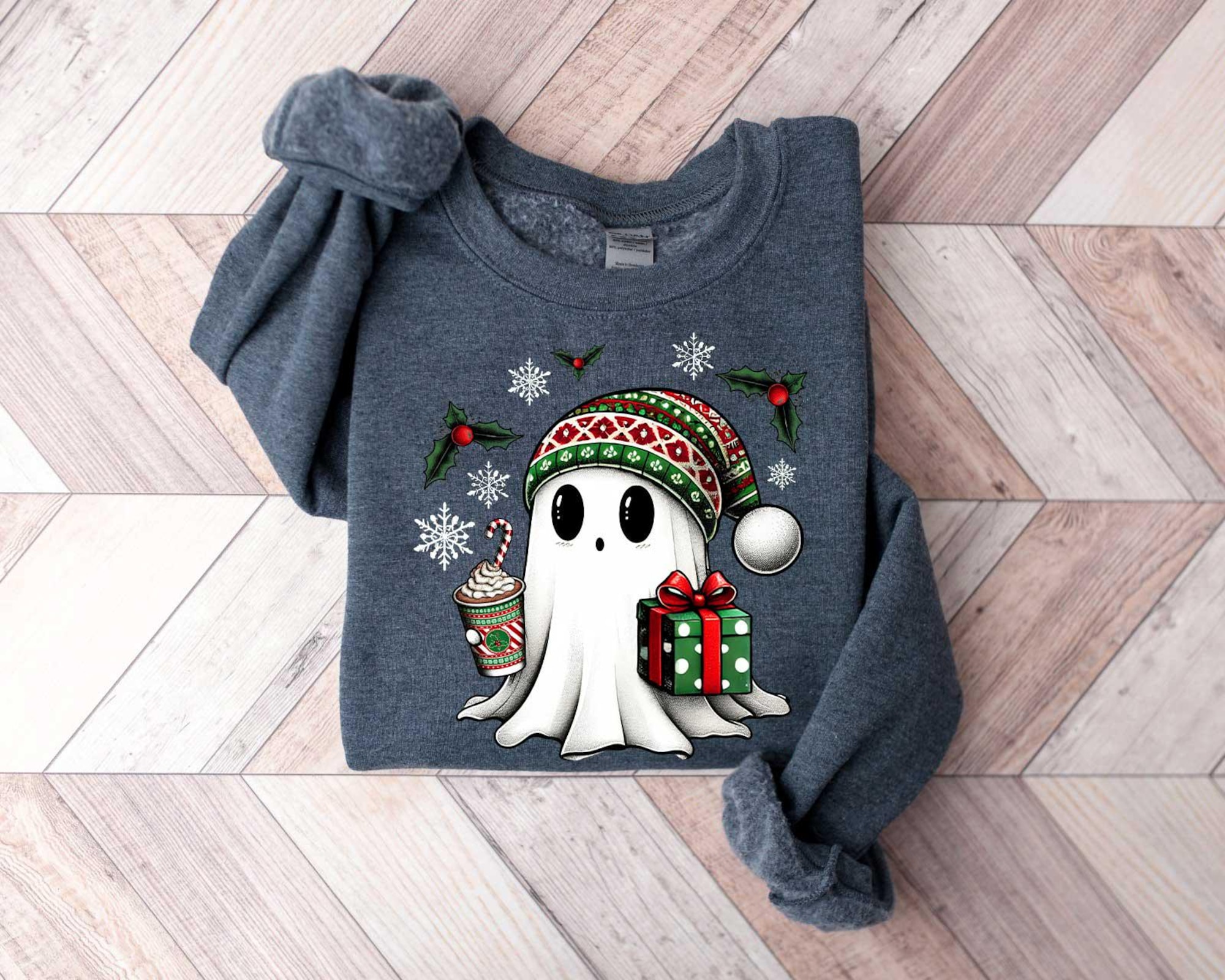 il_2000xN.6312842980_nhsq-1.jpg Ghost Santa Christmas Sweatshirt, Christmas Ghost Gift, Holiday Gift, Xmas Gift, Christmas Sweatshirt, Halloween Ghost Sweatshirt