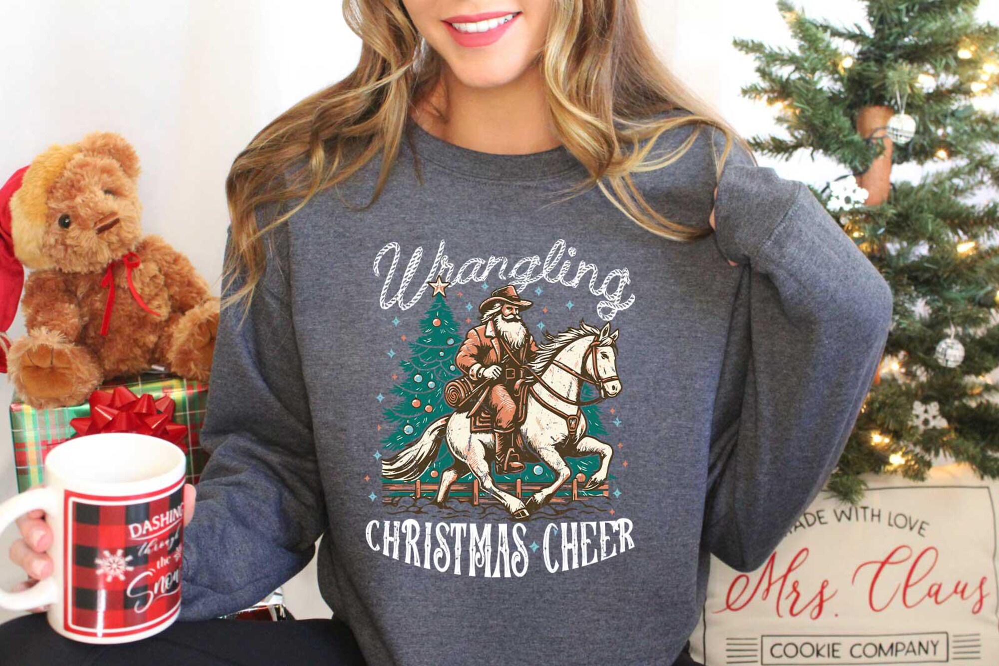 il_2000xN.6313348518_c1gi-1.jpg Western Christmas Santa Sweatshirt, Cowboy Christmas Sweatshirt, Christmas Shirt, Wrangling Christmas Cheer Sweatshirt, Santa Sweatshirt