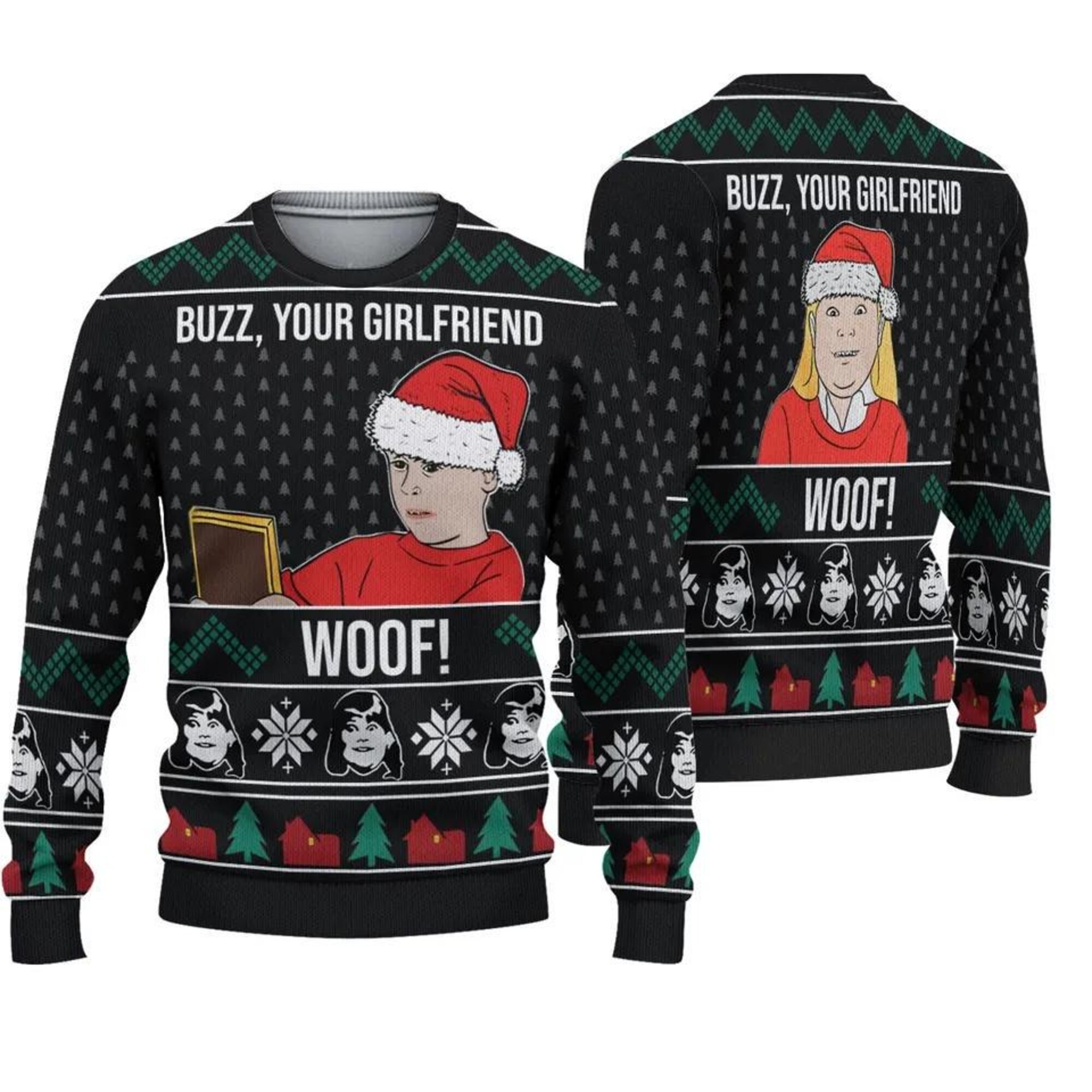 Buzz Your Girlfriend Woof Kevin Home Alone Christmas Ugly Sweater, Home Alone Christmas Sweater, Kevin McCallister, Christmas Gift