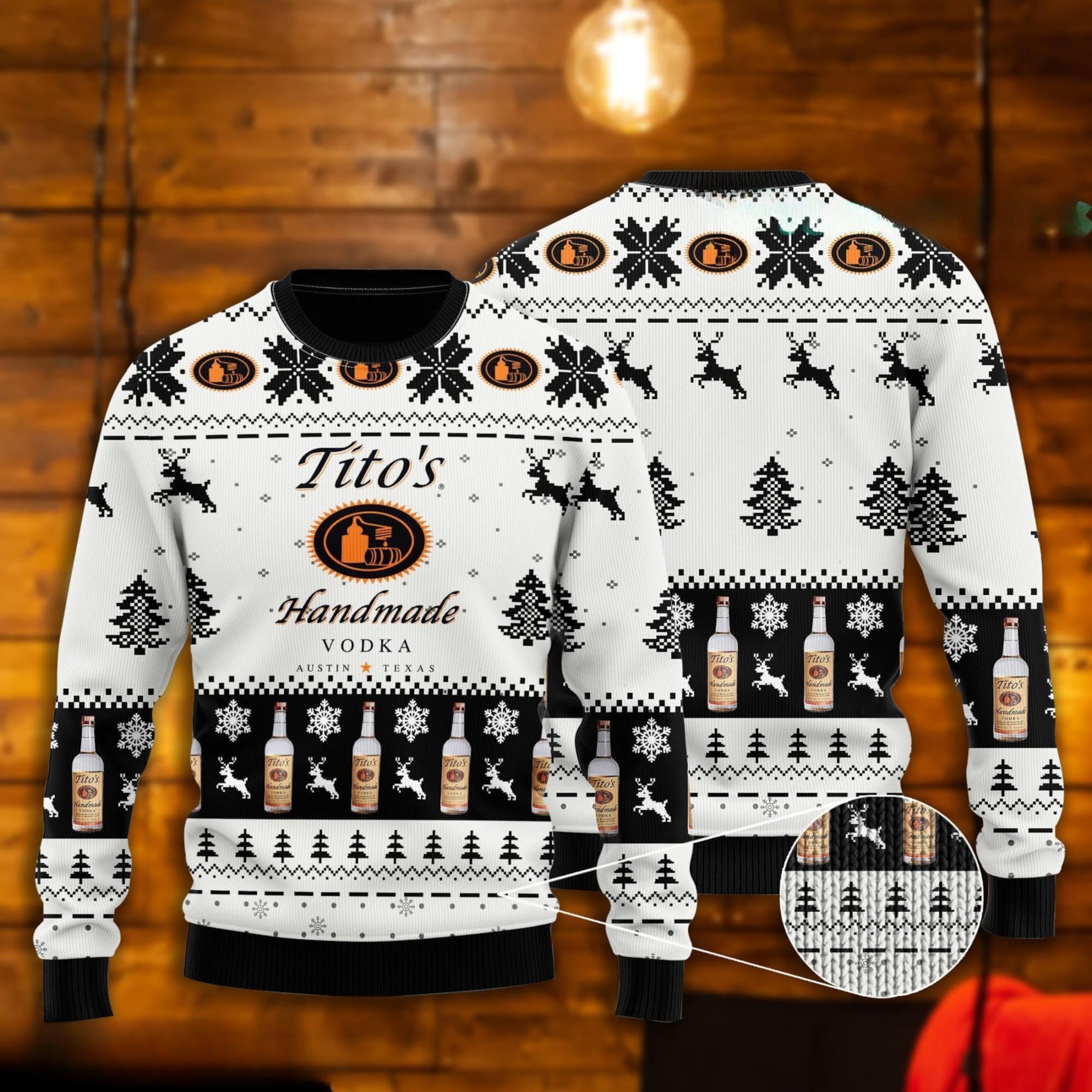 Tito’s Sweater, Vodka Alcohol Xmas Sweater, Tito  Ugly Xmas Sweater, Reindeer Pattern Ugly Christmas Sweater, 2024 Christmas Gifts