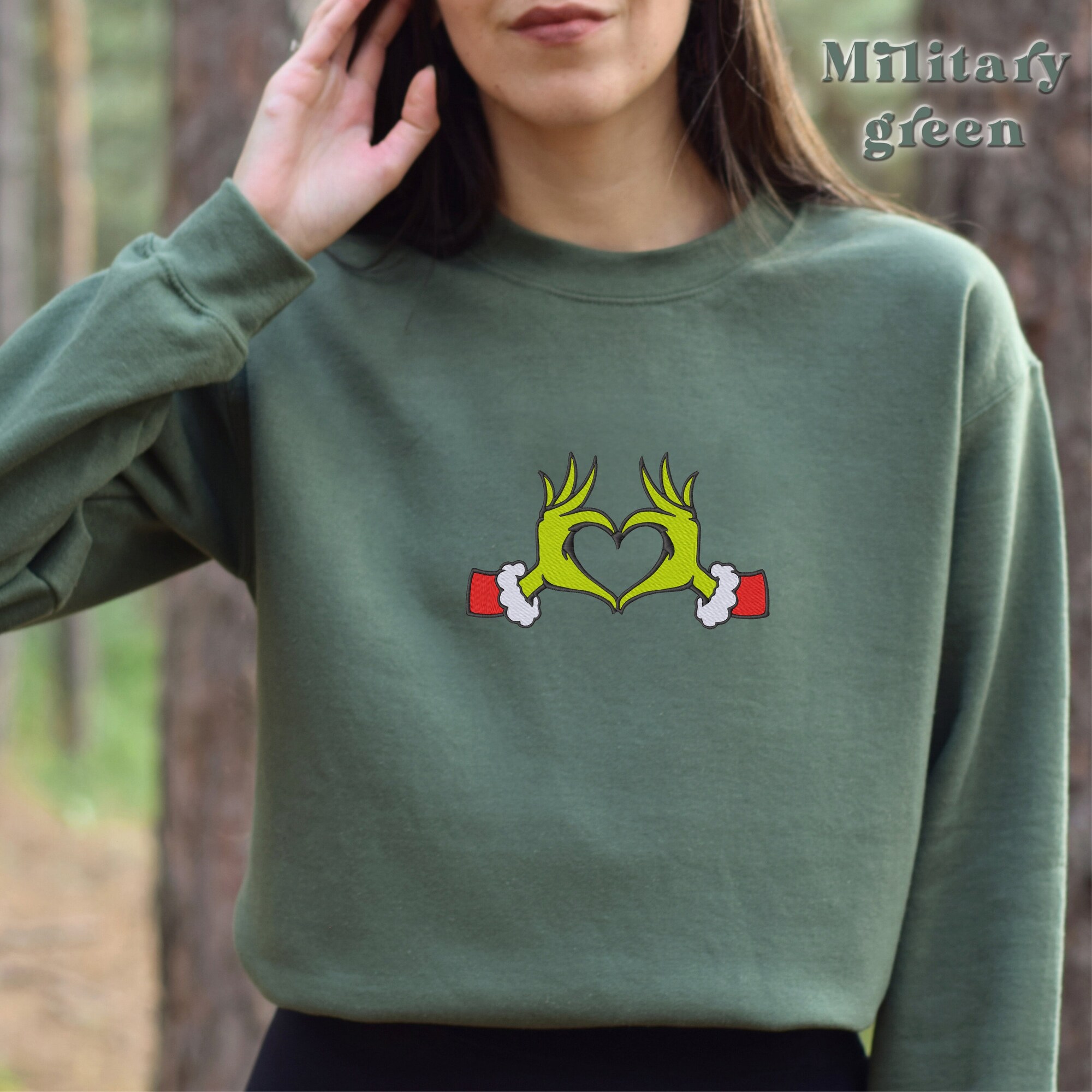 il_2000xN.6318651750_gc7m-1.jpg Embroidered Grinch Christmas Heart Sweatshirt, Grinch Love Sweatshirt, Christmas Grinch Crewnecks, Christmas Family 2024 Sweatshirts