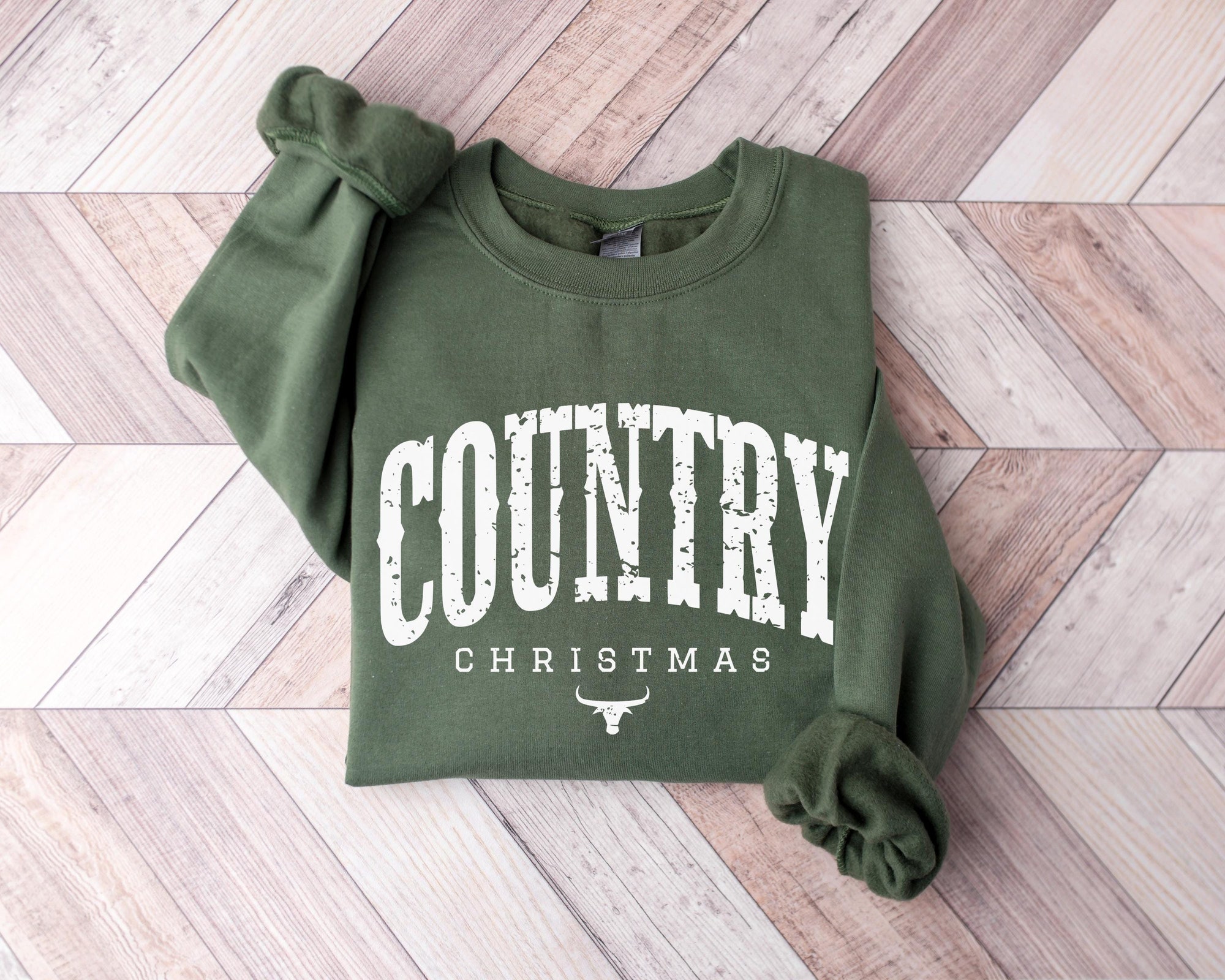 Country Christmas Sweatshirt: Western Holiday Crewneck