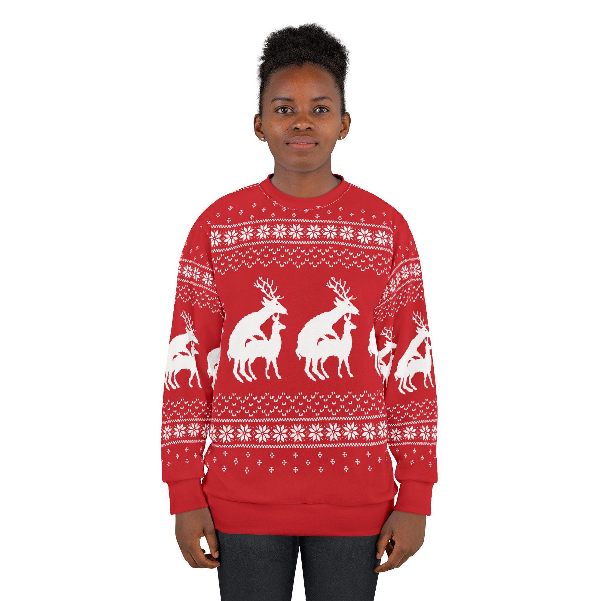 il_2000xN.6325611909_6cgk-1.jpg Unisex Reindeer Ugly Christmas Sweatshirt: Funny Xmas Jumper