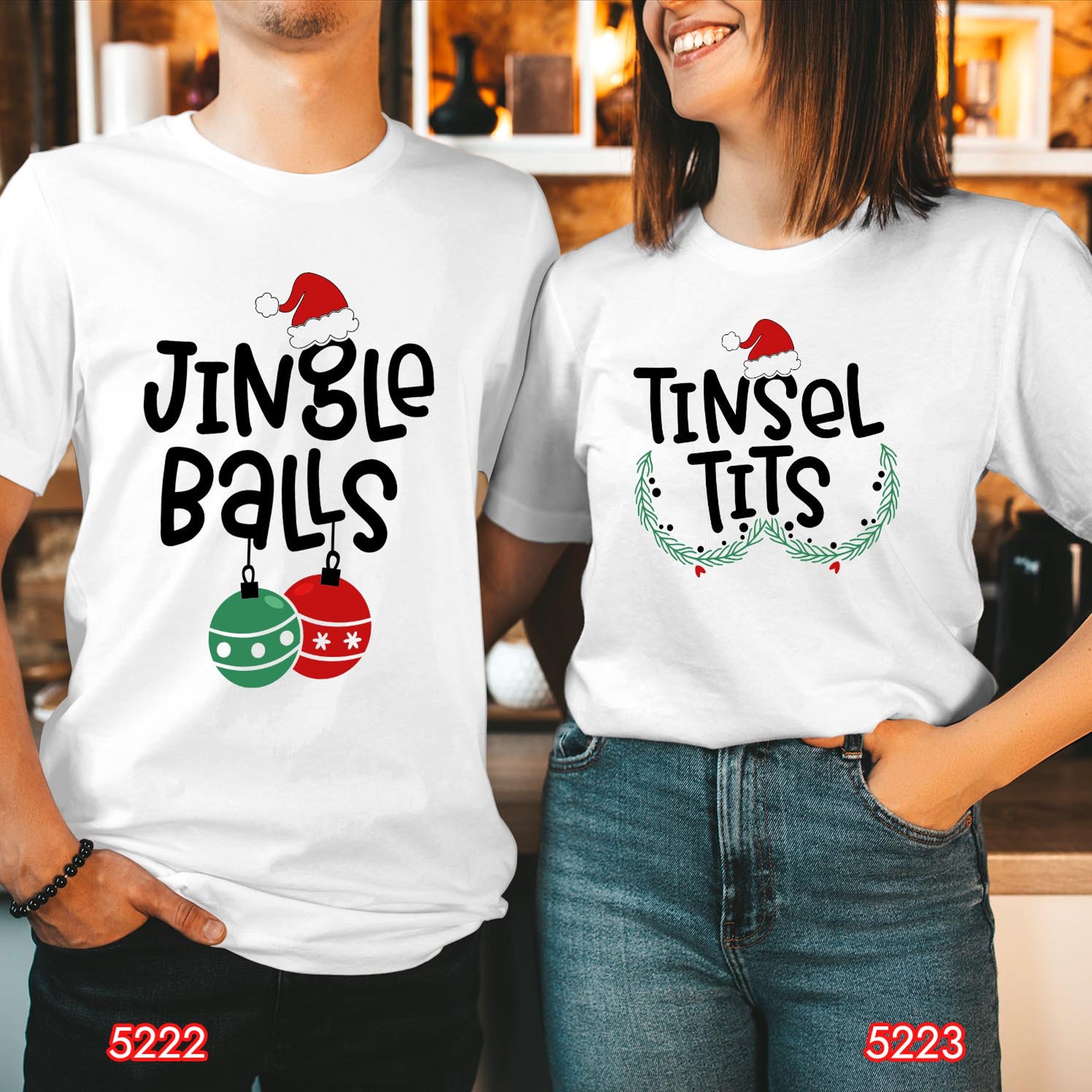 il_2000xN.6325930901_f744.jpg TSHIRT (5222_5223) Funny Christmas Couple T-Shirt, Jingle Balls & Tinsel Tits Outfit, Holiday Season Gift, Xmas Matching Family Gift Shirts