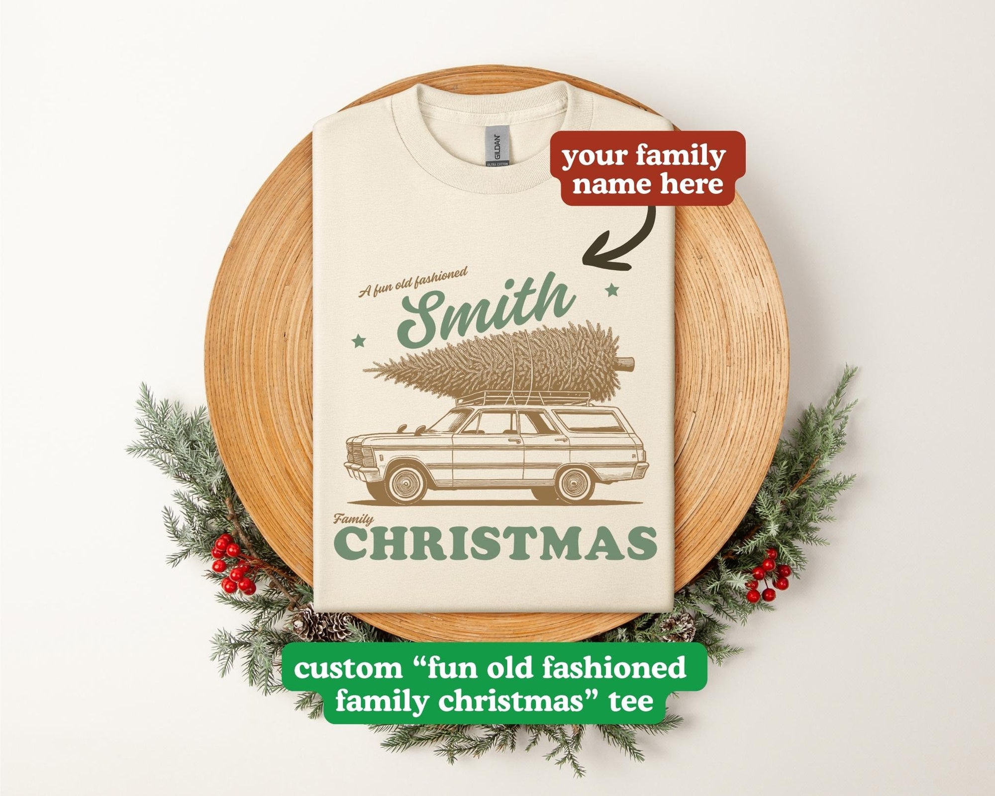Custom Family Name Christmas Shirt, Good Old Fashioned Family Christmas, Griswold Family Xmas | Holiday Pajamas or Gingerbread Decorating