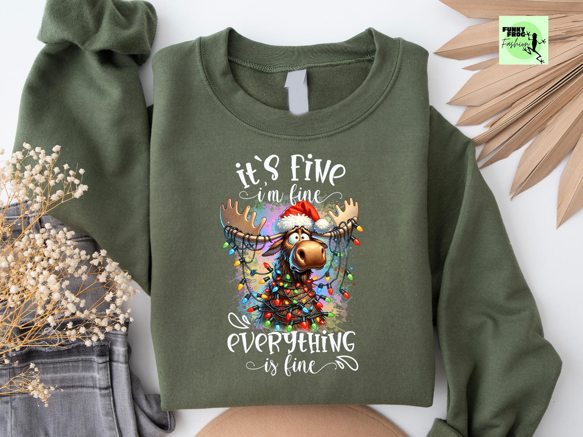 I’m Fine Everything Is Fine Sweatshirt, Christmas Sweatshirt, Sweatshirts Women, Christmas Sweatshirt Women, Christmas Lights Sweatshirt