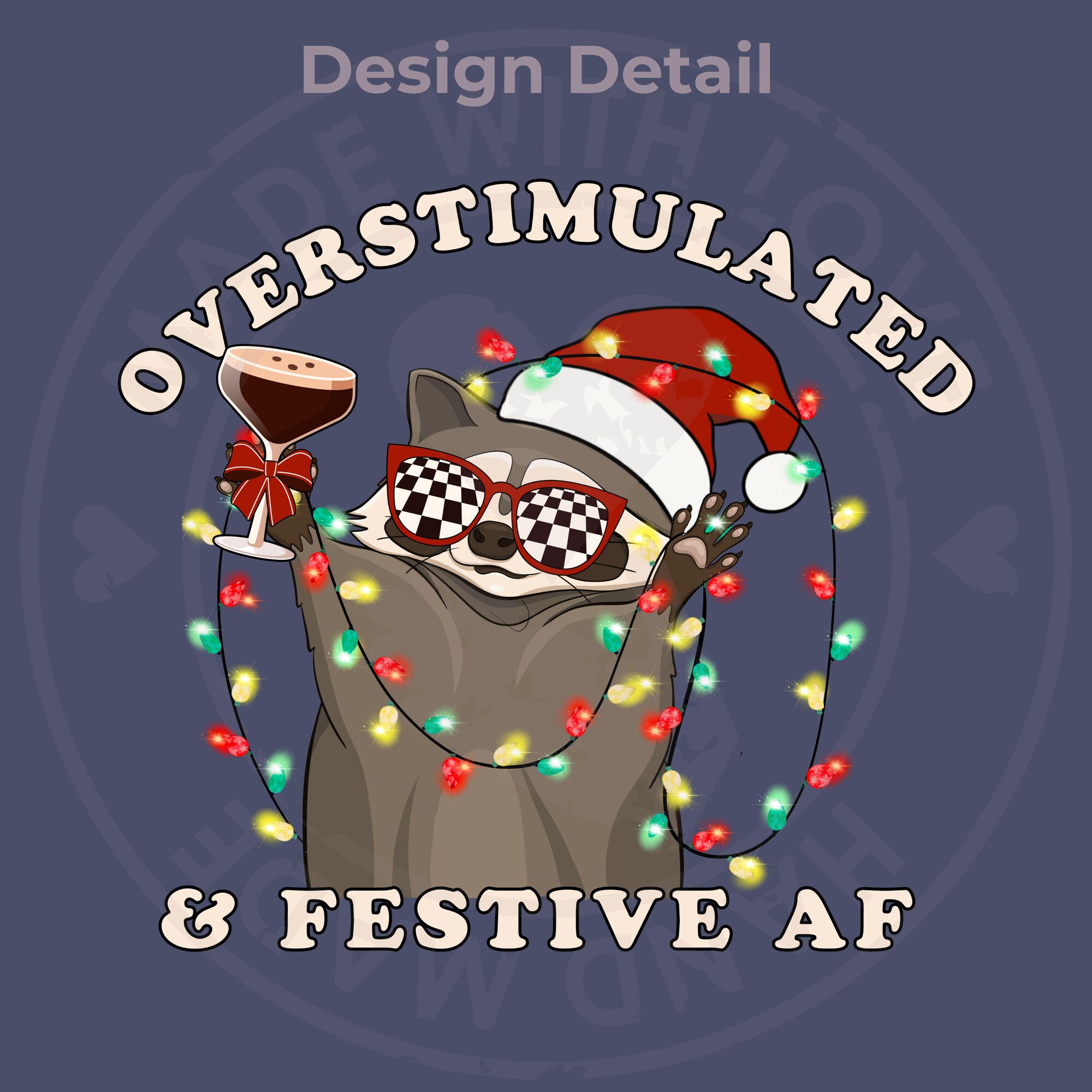 il_2000xN.6336246980_q8i0-2.jpg Overstimulated & Festive AF Raccoon Christmas Sweatshirt Espresso Martini Tangled Lights Unhinged Funny Weirdcore Meme Gift Plus Size