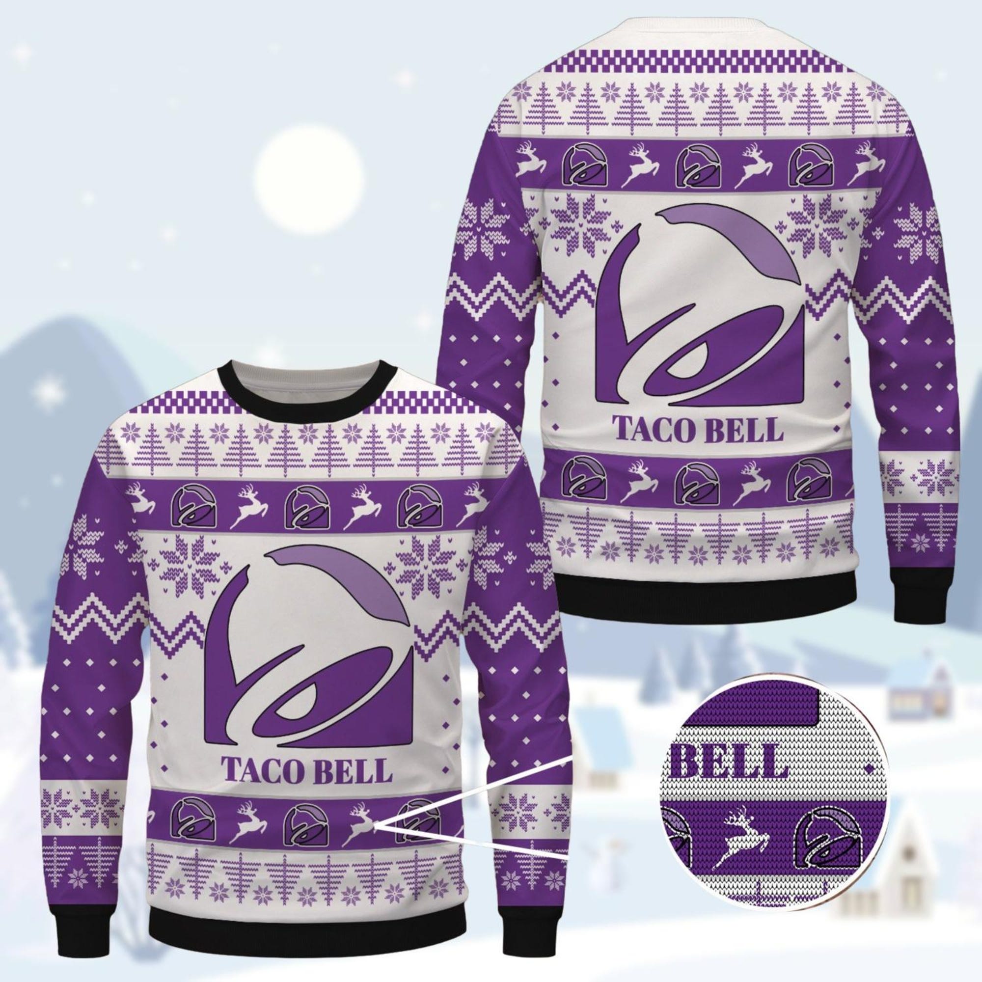 Taco Bell Christmas Sweater, Fast Food Ugly Sweater, Taco Bell Lover Sweater, Junk Food Christmas Sweater, Ugly Xmas Sweater For Women