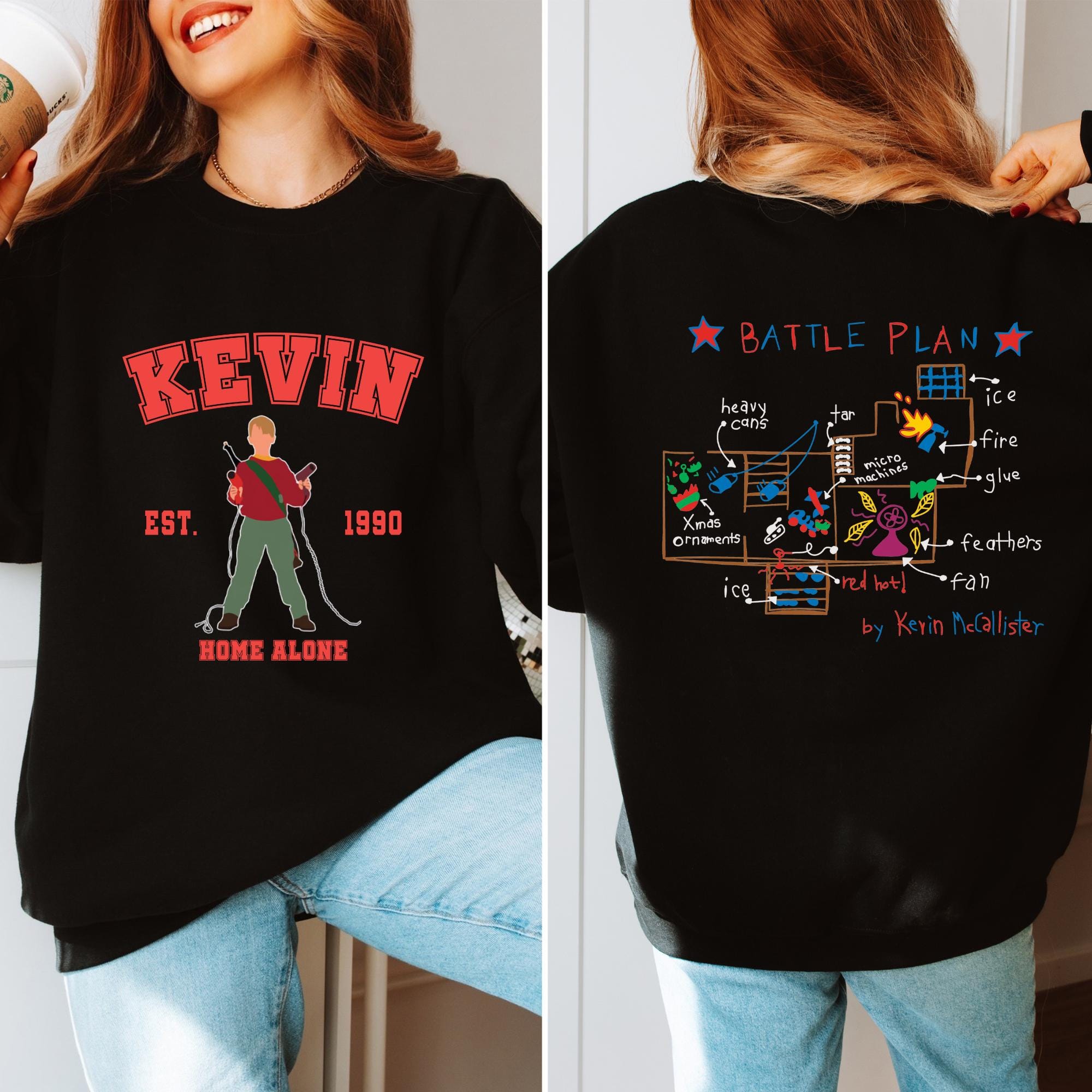 il_2000xN.6338342539_8a5f.jpg Kevin Battle Plan Christmas 2 Sided Sweatshirt ,Funny Home Alone Merch,90s Christmas Movie Tee,Macaulay Culkin Wet Bandits Kevin Mccallister