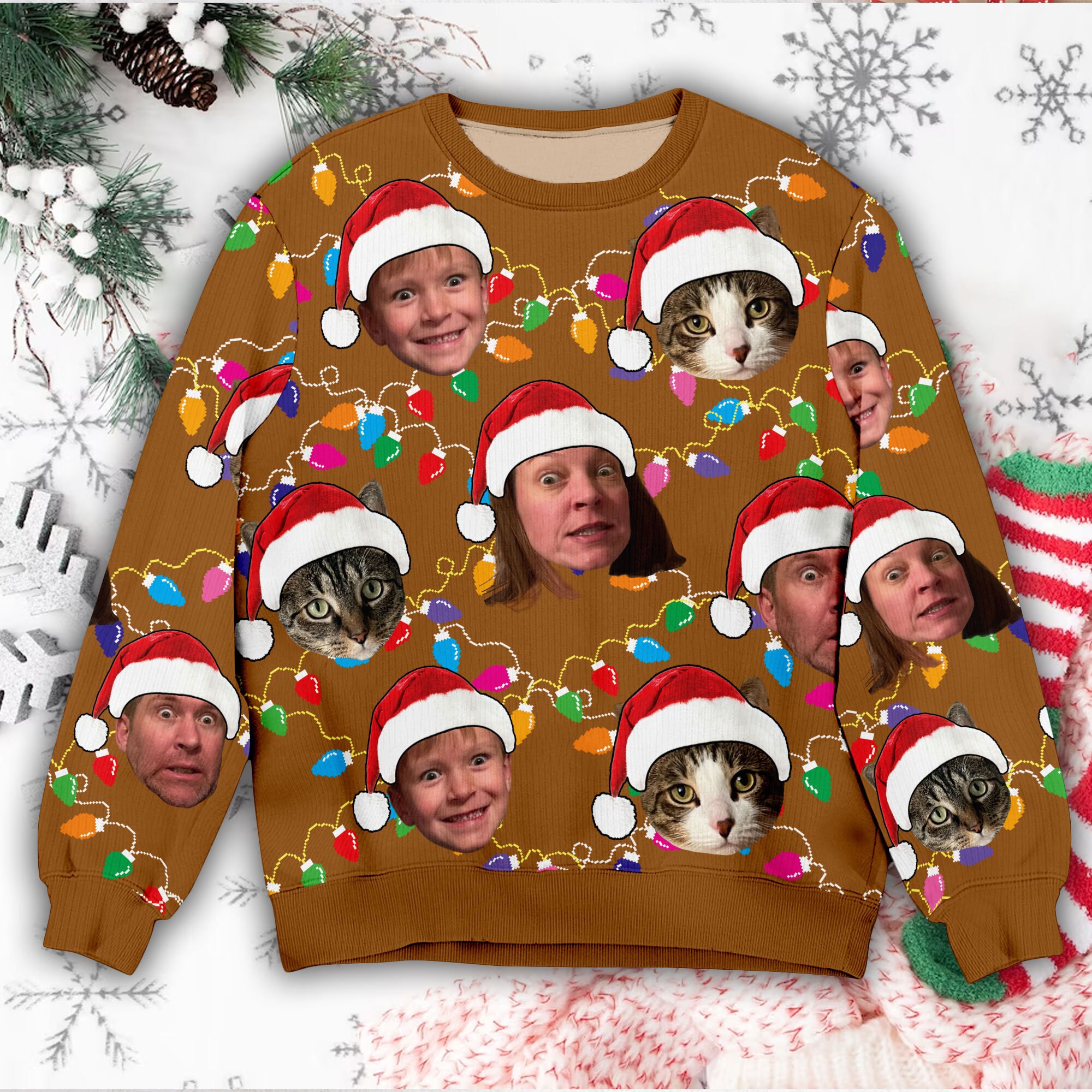 il_2000xN.6339958503_ro8i-1.jpg Personalized Face Christmas Ugly Sweater, Family Photo Ugly Sweater, Ugly Christmas Pattern, Thanksgiving Gifts, Christmas Gift, Custom Face