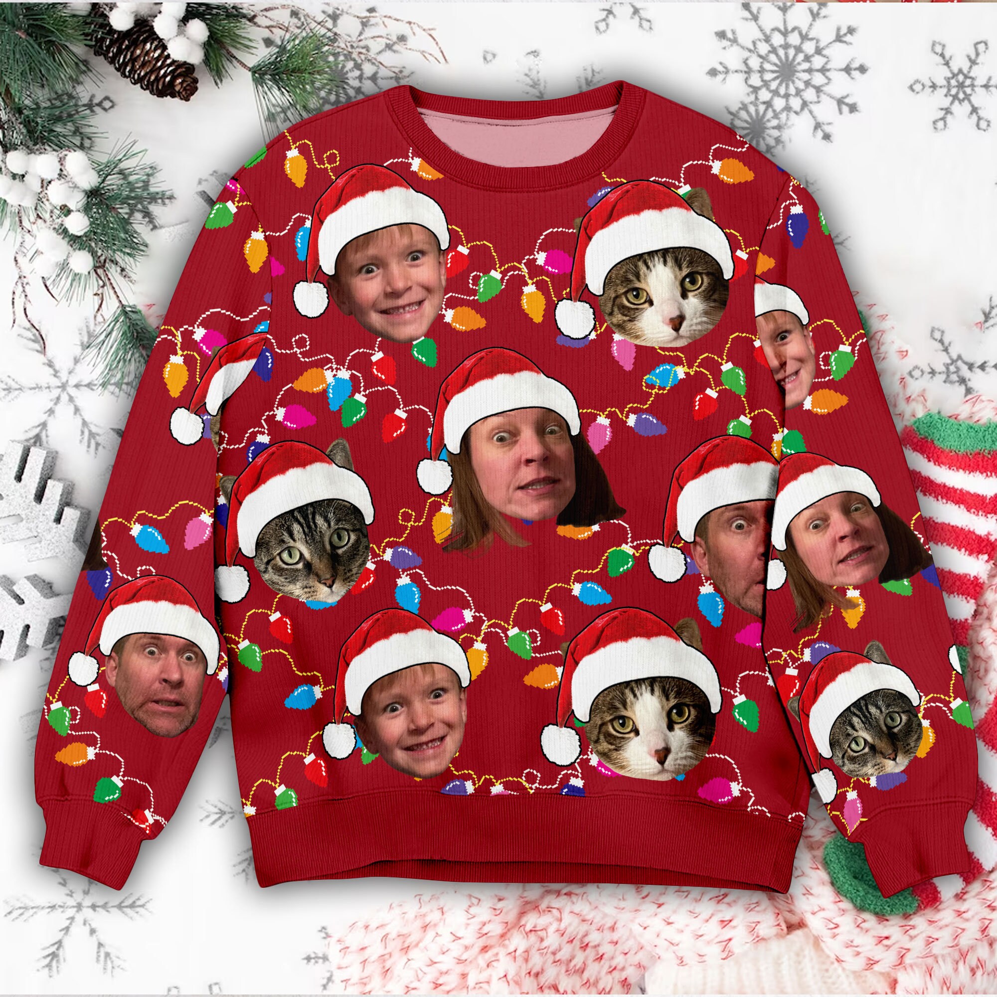 il_2000xN.6339958509_1fh7-1.jpg Personalized Face Christmas Ugly Sweater, Family Photo Ugly Sweater, Ugly Christmas Pattern, Thanksgiving Gifts, Christmas Gift, Custom Face