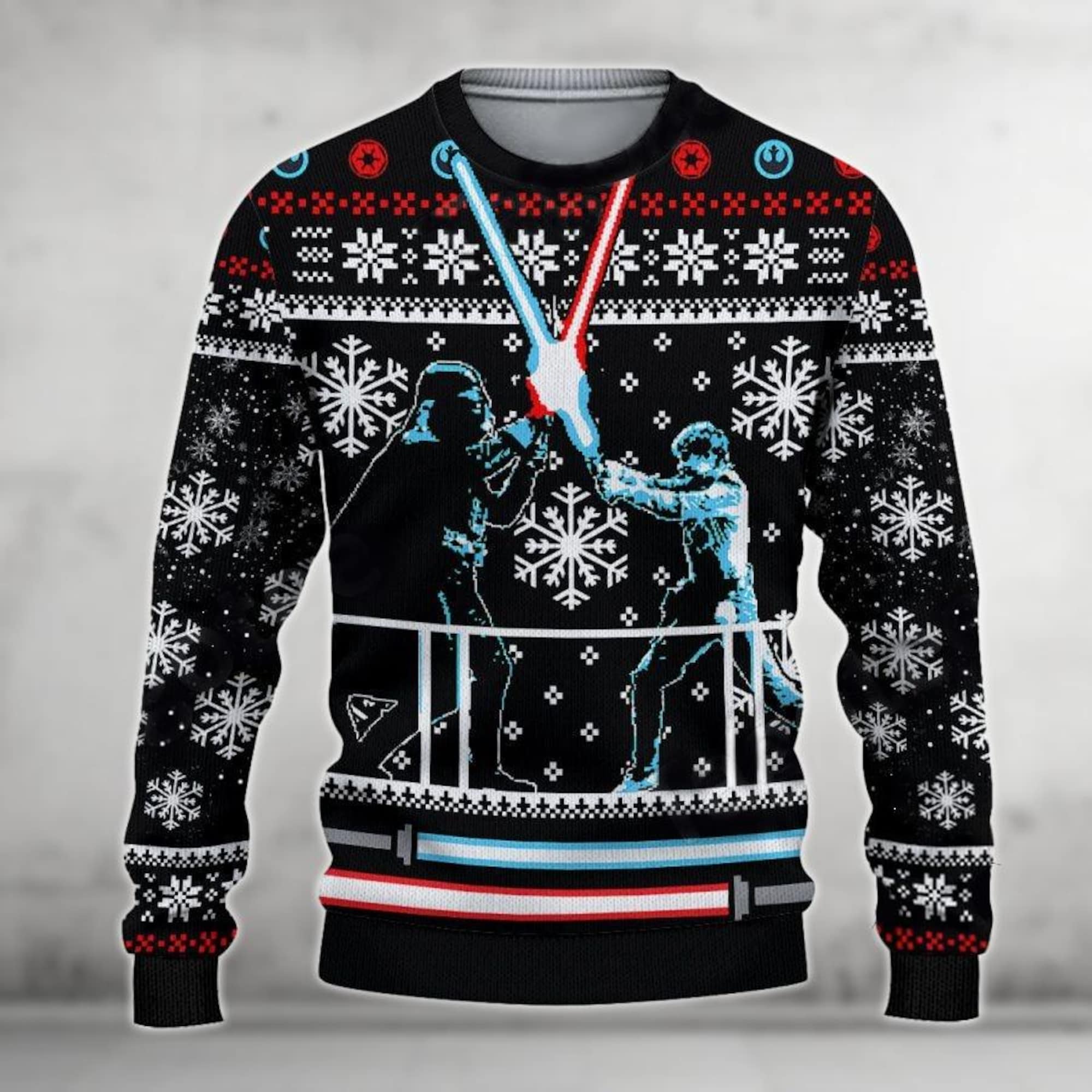 Christmas Darth Vader And Luke Skywalker Ugly Sweater, Star Wars Xmas Sweater, Disney Movie Sweater For Men And Women, Holiday Sweater