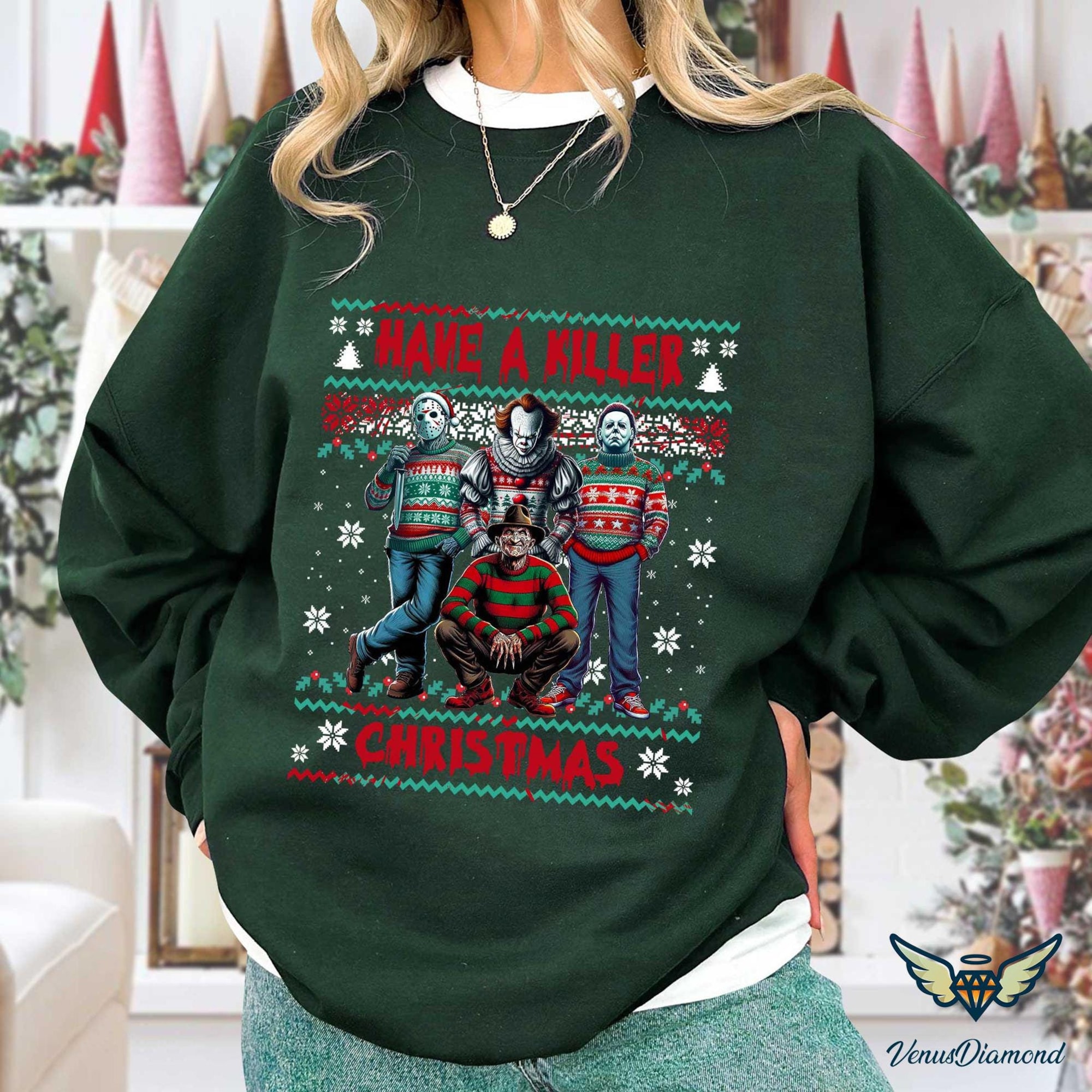 Have A Killer Christmas Sweatshirt, Christmas Movie Killer Shirt, Merry Creepmas, Killers Friends Shirt, Christmas Horror Friends Sweatshirt