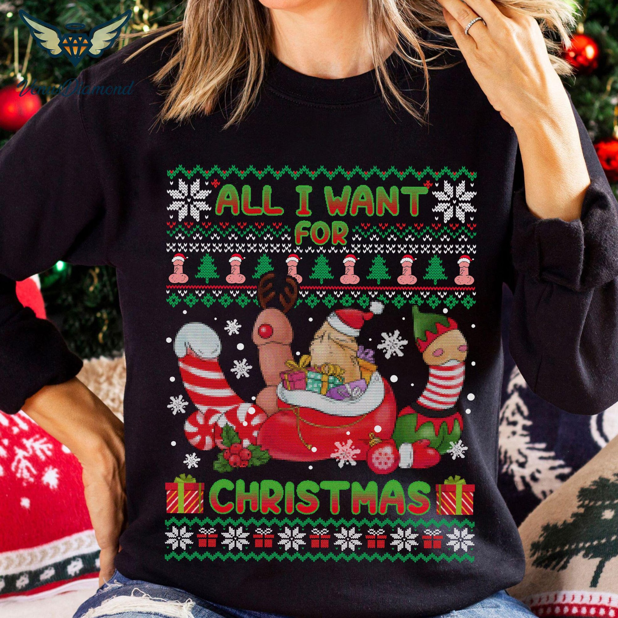 All I Want For Christmas Funny Sweatshirt, Naughty Christmas T-Shirt, Funny Christmas Crewneck, Holiday Gift For Friend, Xmas Naughty Shirt