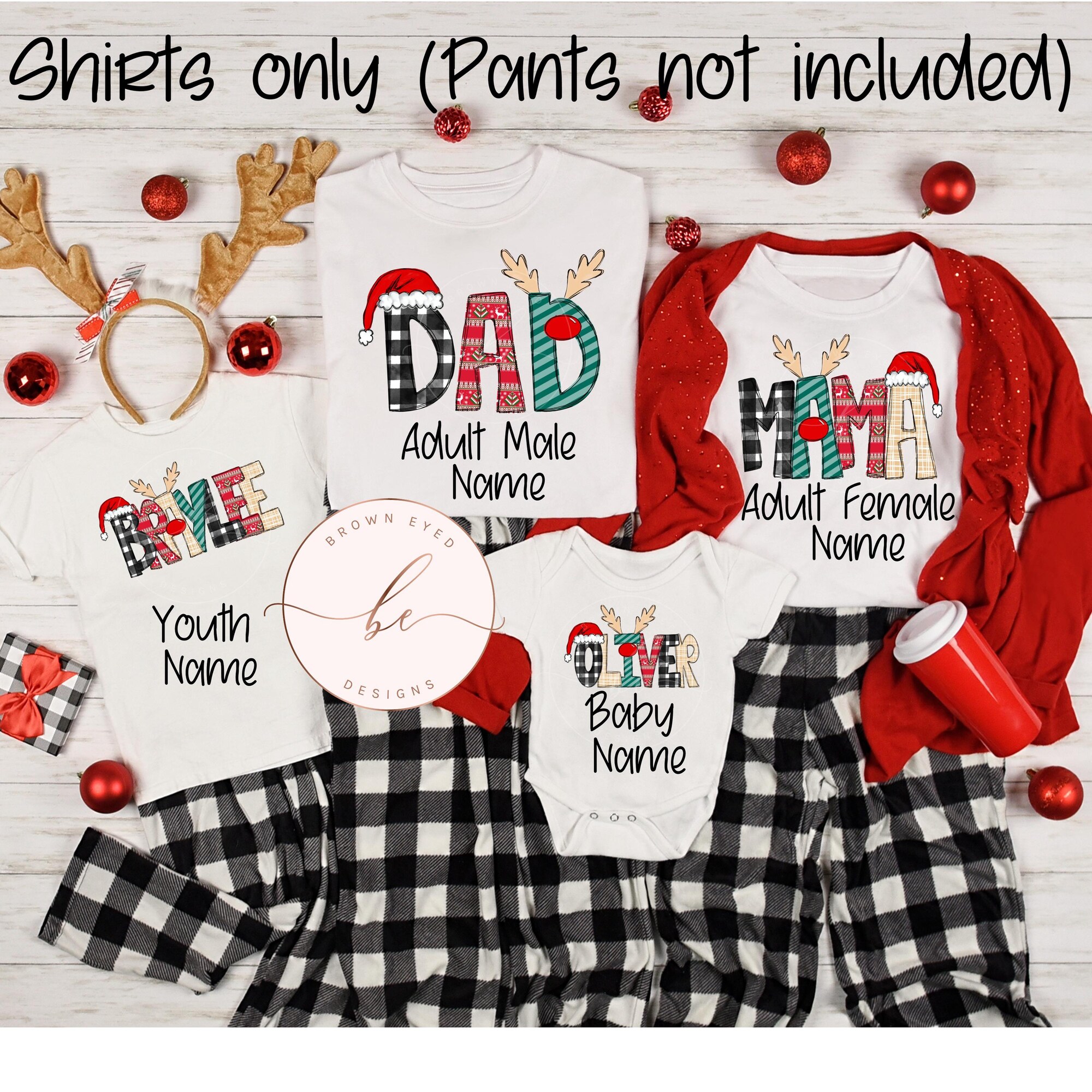 il_2000xN.6342882067_se0y.jpg Family Christmas shirts, Matching family shirts, Family PJ shirts, Matching Christmas shirts, reindeer letters, personalized shirt, mom gift