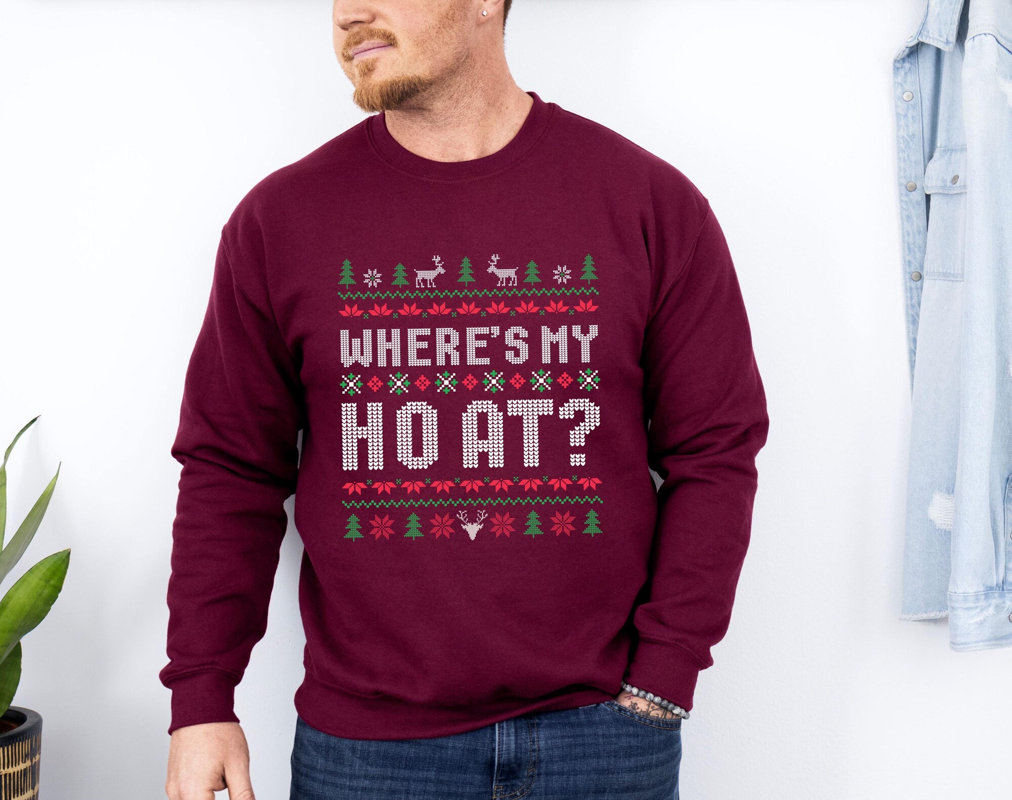 il_2000xN.6345747933_327k-1.jpg Funny Couple Ugly Christmas Sweater, Where's My Ho At Ugly Sweater, Ho Sweater Humorous Couples Matching Fun Holiday Apparel Holiday Party