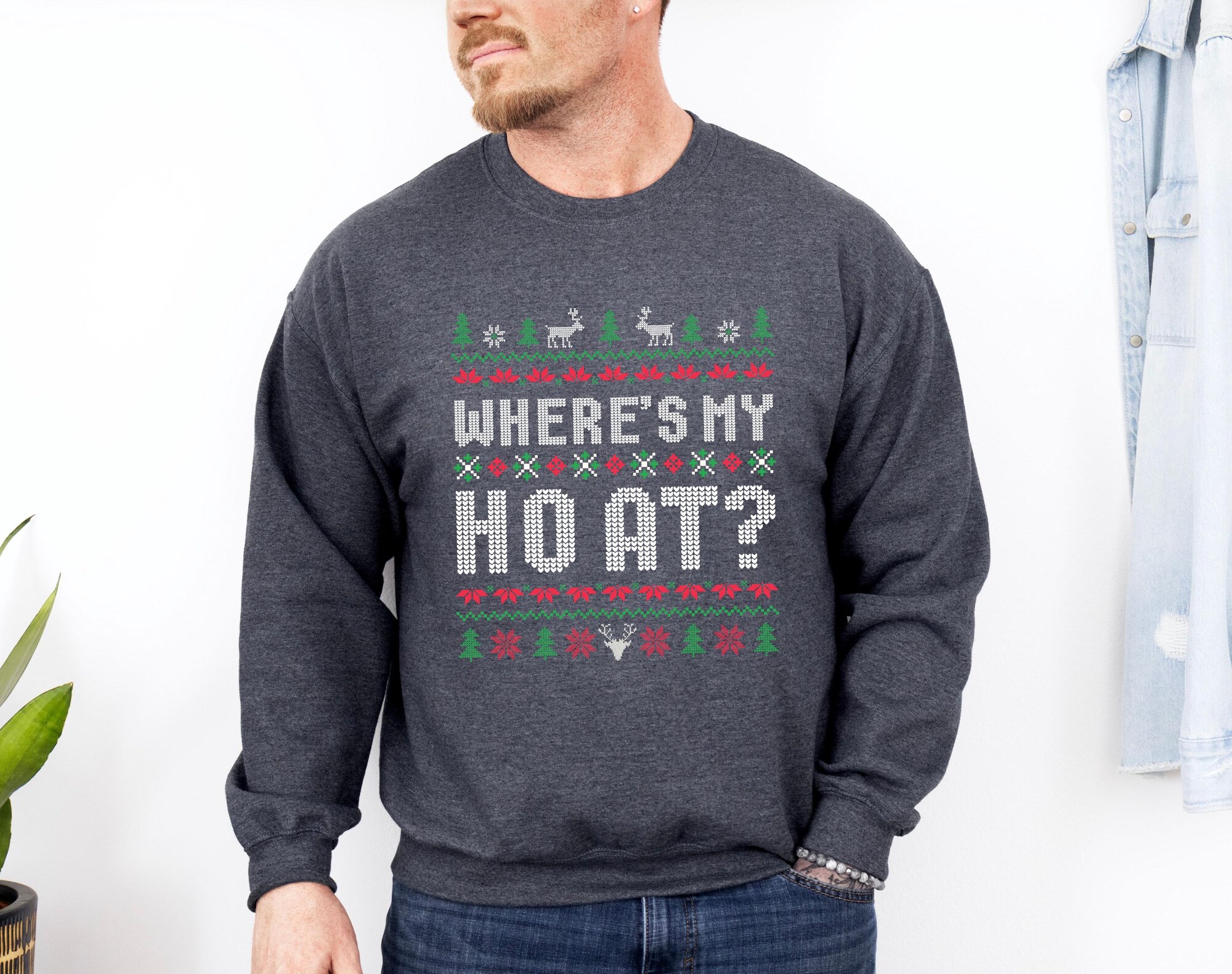 il_2000xN.6345748037_dr28-1.jpg Funny Couple Ugly Christmas Sweater, Where's My Ho At Ugly Sweater, Ho Sweater Humorous Couples Matching Fun Holiday Apparel Holiday Party