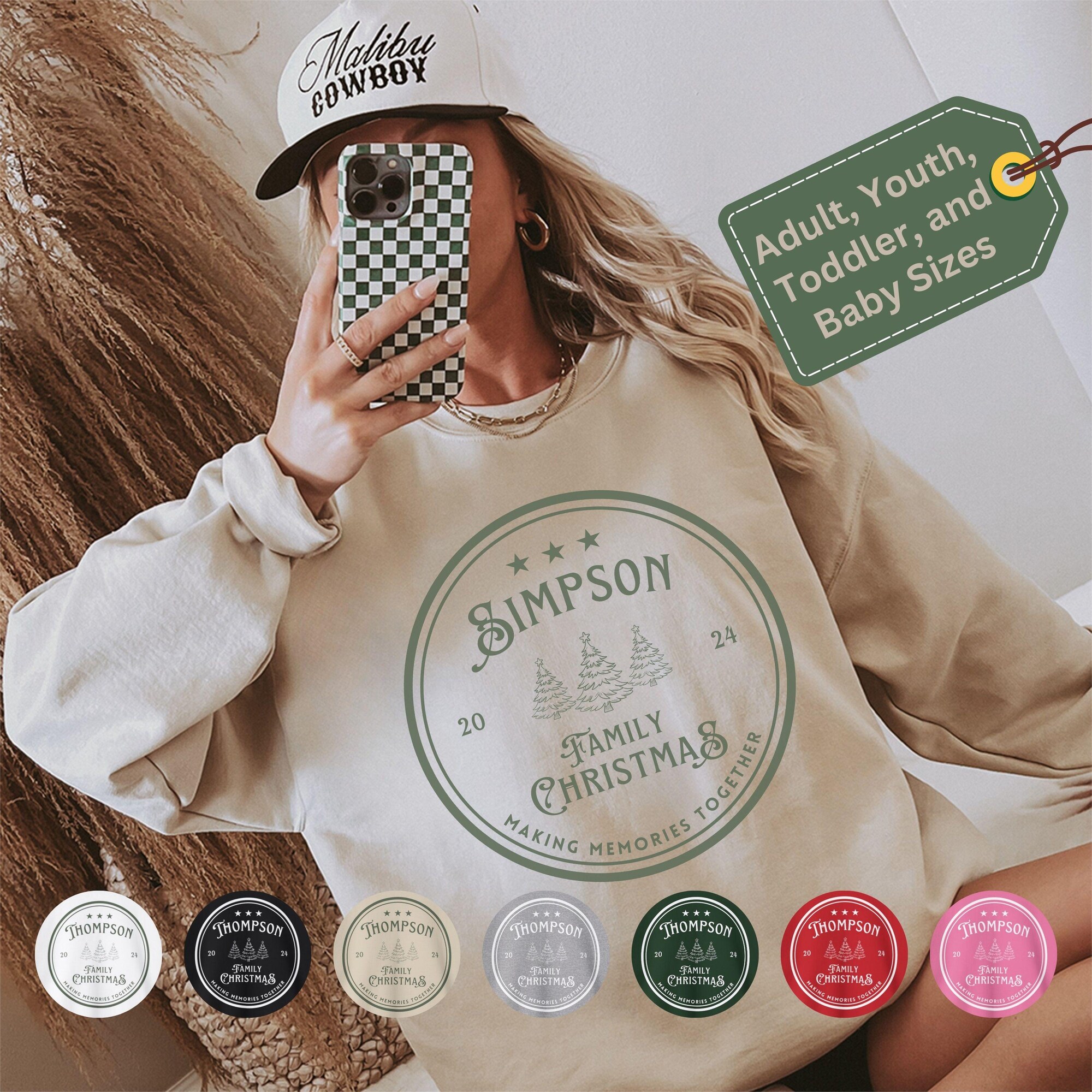 Custom Christmas Sweatshirt Personalized Family Christmas Shirt Holiday Crewneck Matching Christmas PJ’s Custom Family Name Christmas 2024