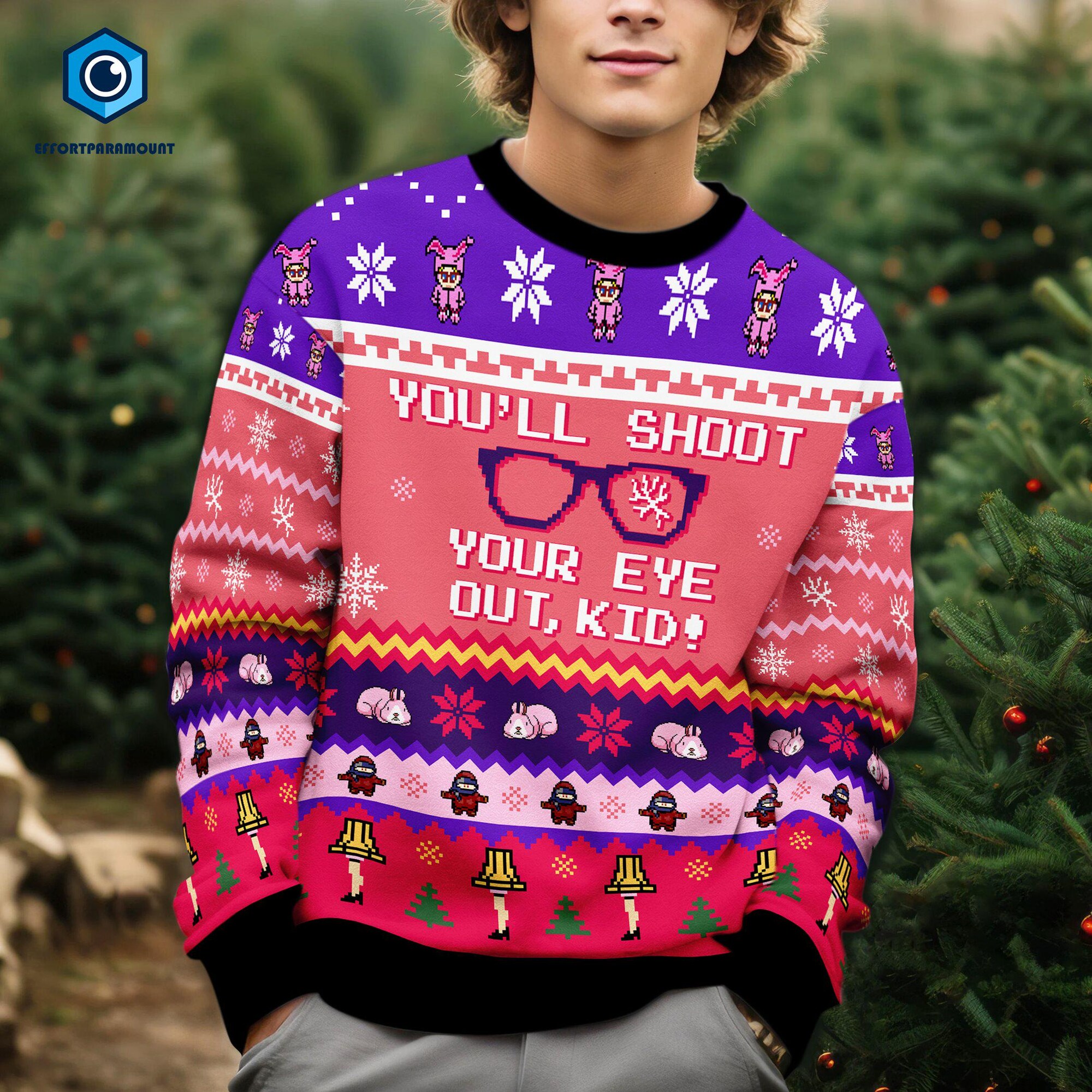 il_2000xN.6350921782_5n7e.jpg You'll Shoot Your Eye Out Ugly Sweater, Ralphie Foot Lamp Shirt, Christmas Story Ugly Christmas Sweater