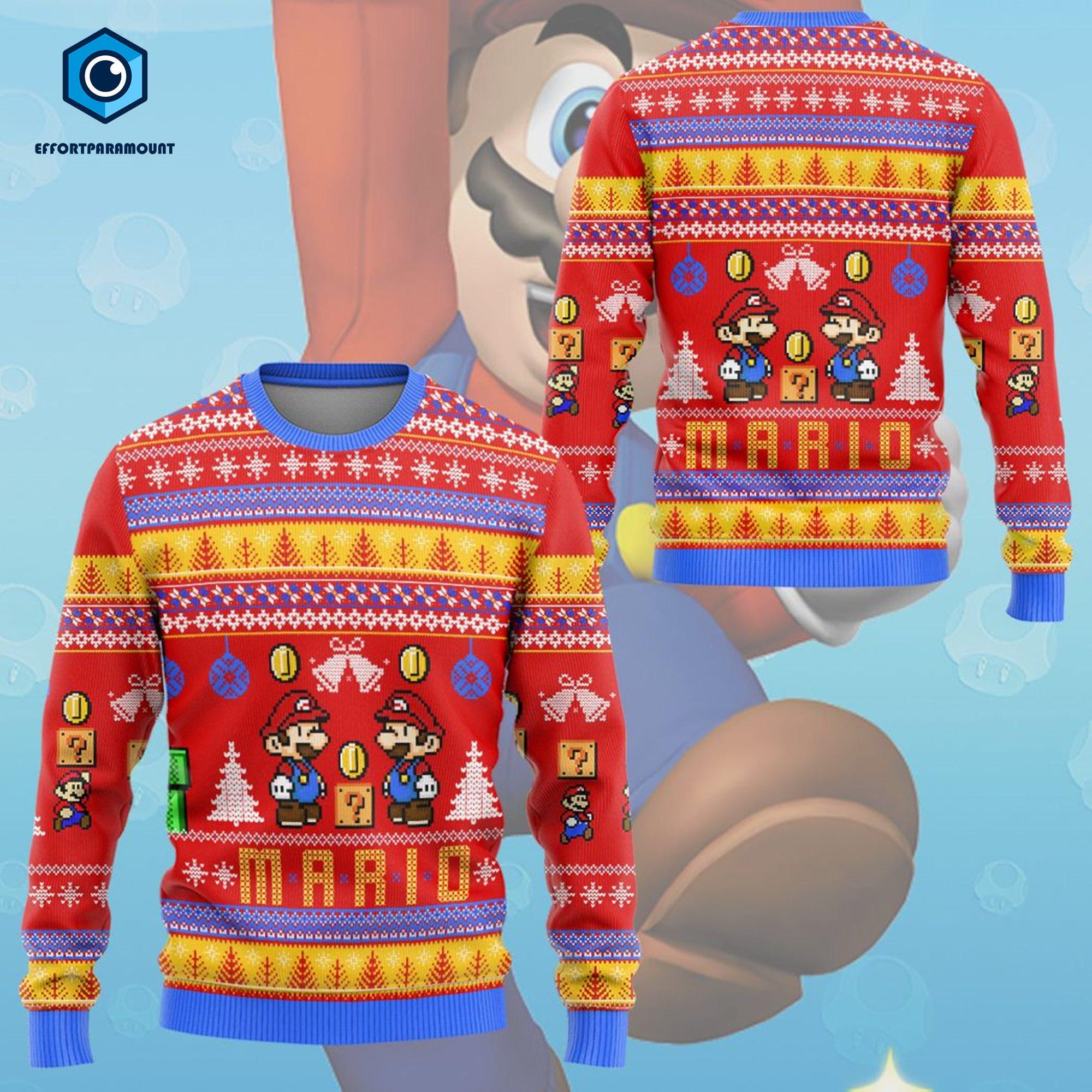 Super Mario Bros Ugly Christmas Sweater, Ugly Christmas Sweater, Funny Sweater, Mario Ugly Sweater, Christmas Mario Sweater