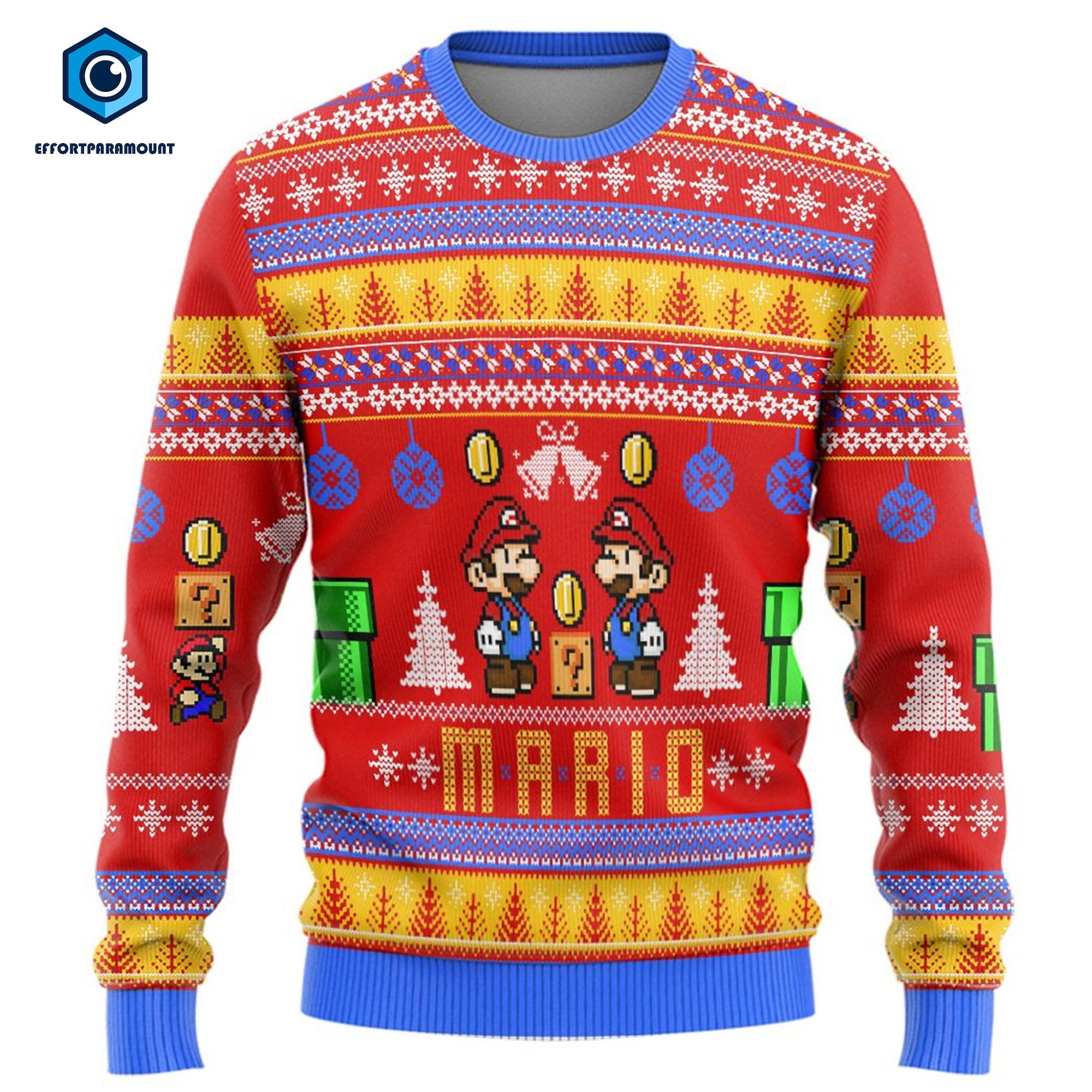 il_2000xN.6350988712_hwvt-1.jpg Super Mario Bros Ugly Christmas Sweater, Ugly Christmas Sweater, Funny Sweater, Mario Ugly Sweater, Christmas Mario Sweater