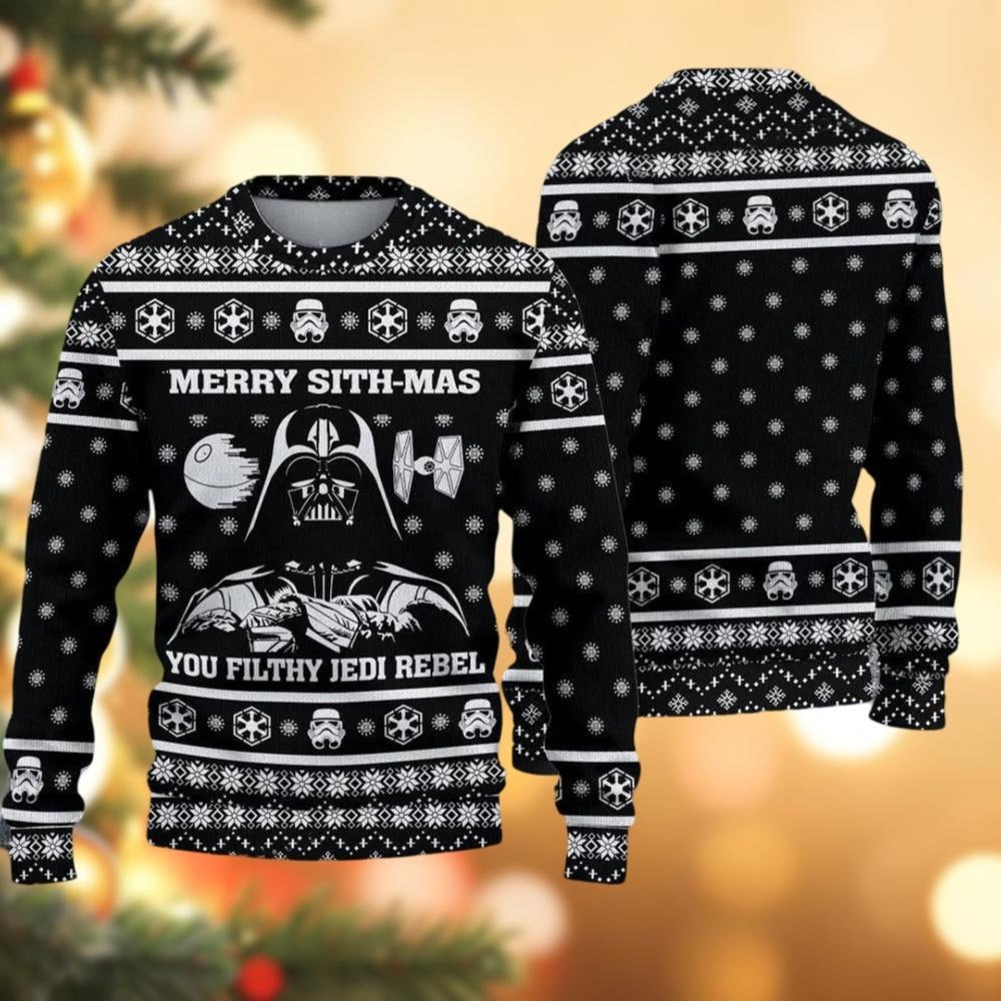 Darth Vader Ugly Christmas Sweater, Star Wars Merry Sithmas You Filthy Jedi Rebel Holiday Sweater, Disney Xmas Sweater, Family Sweater