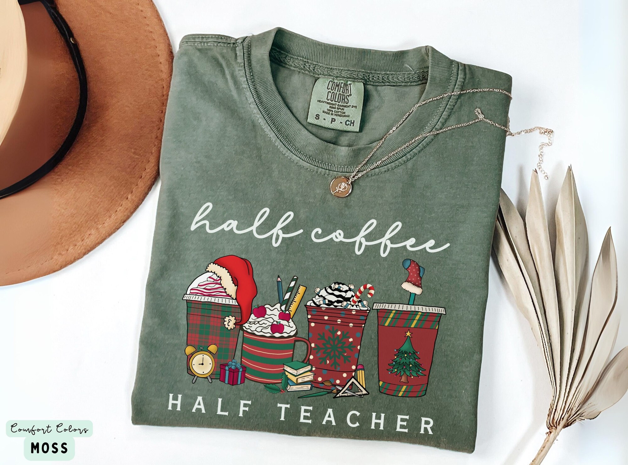 Comfort Colors® Teacher Christmas Shirt, Teacher Shirt, Funny Teacher Shirt, Teacher T-Shirt For Christmas, Coffee Christmas Teacher Shirt