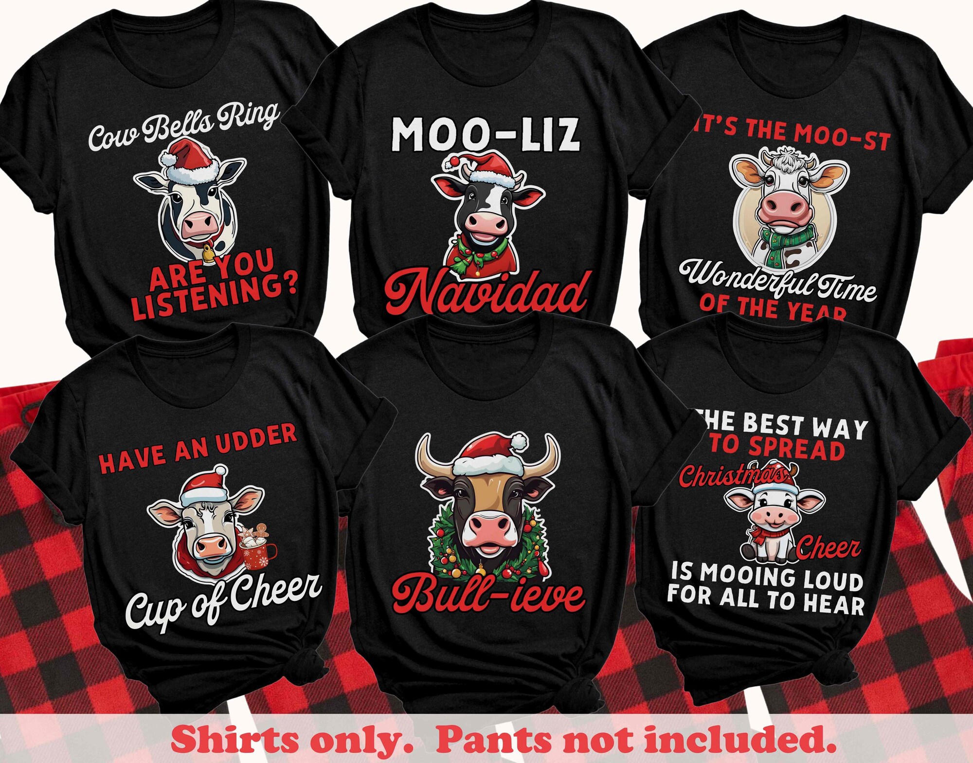 Christmas Cow Shirts Family Christmas Shirts Matching Christmas Shirts Funny Christmas Shirts Matching Shirts Farm Christmas Puns