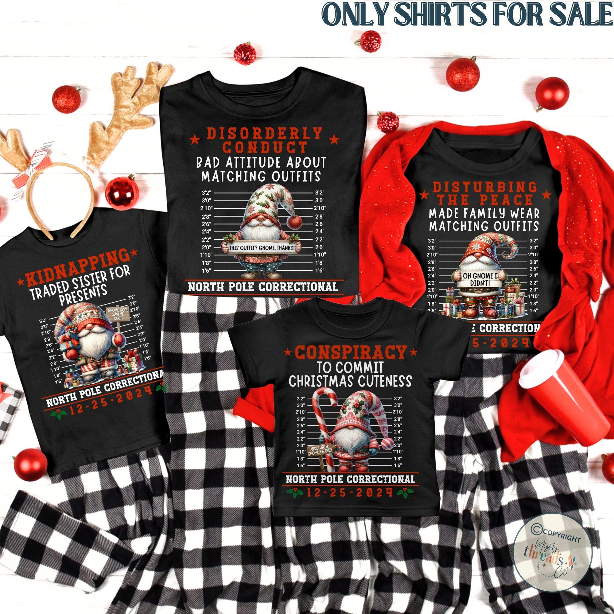 Family Christmas Gnome Pajamas, Matching Holiday Pajamas for Family, Christmas PJs, Family Christmas Shirts, Funny Christmas Gnome Tee’s