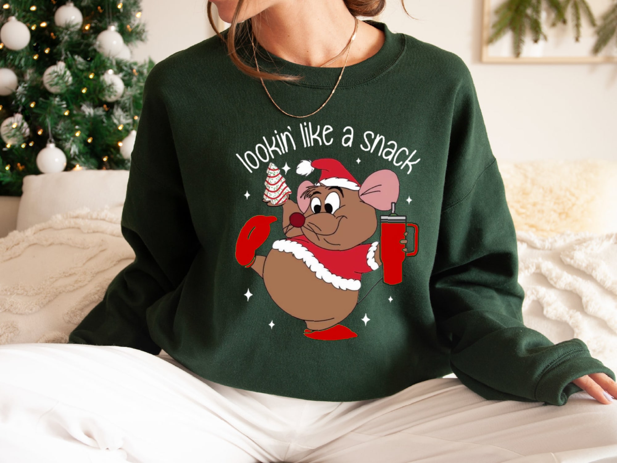 Cute Gus Gus Sweatshirt, Looking Like A Snack Christmas Sweatshirt, Family Christmas Sweatshirt, Disney Christmas Sweatshirt, CRT093
