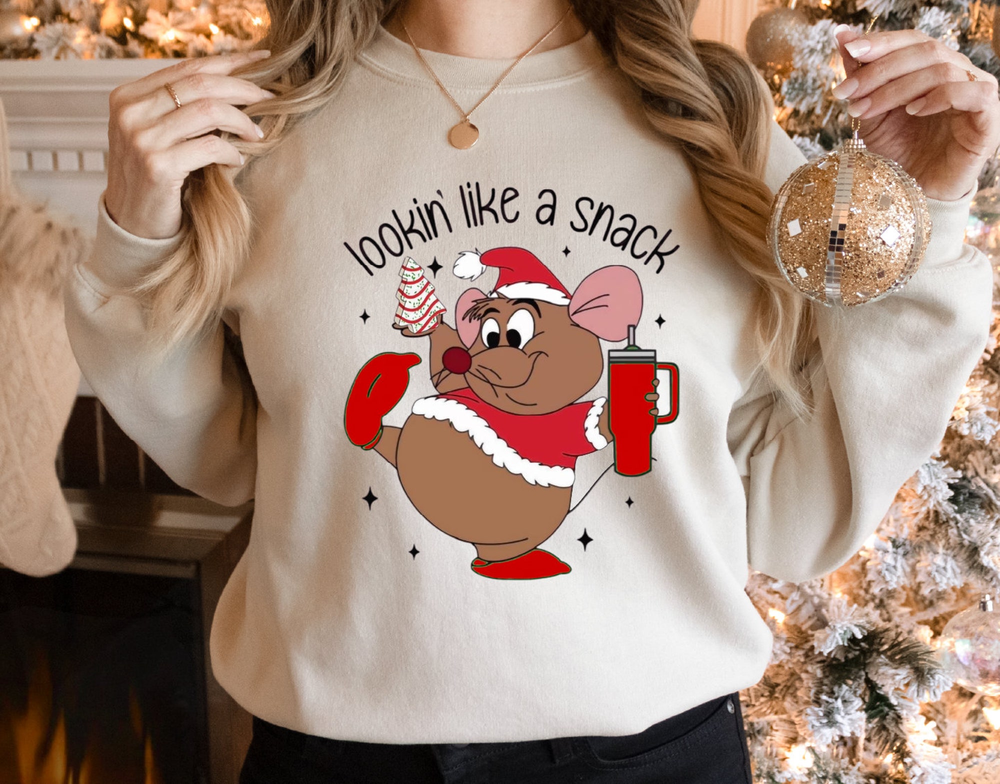 il_2000xN.6358400747_haqr-1.jpg Cute Gus Gus Sweatshirt, Looking Like A Snack Christmas Sweatshirt, Family Christmas Sweatshirt, Disney Christmas Sweatshirt, CRT093