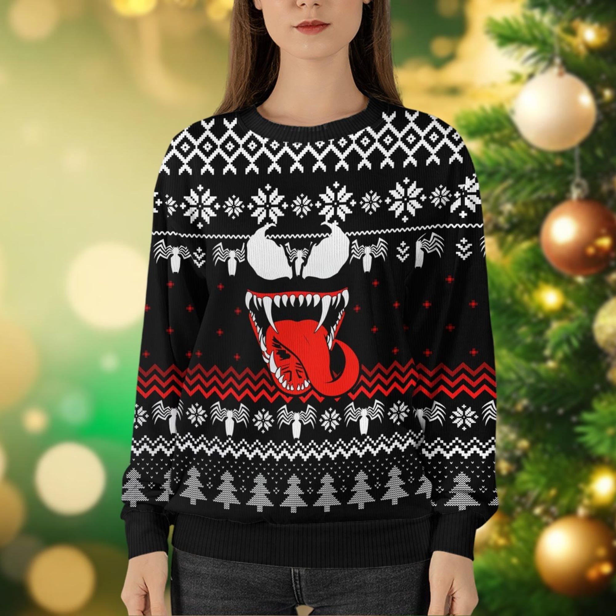 il_2000xN.6359541062_7afg.jpg Christmas Venom Ugly Sweater, Superhero Movie Holiday Sweater, Spiderman Christmas Sweater, Venom Xmas Sweater For Men Women Kid