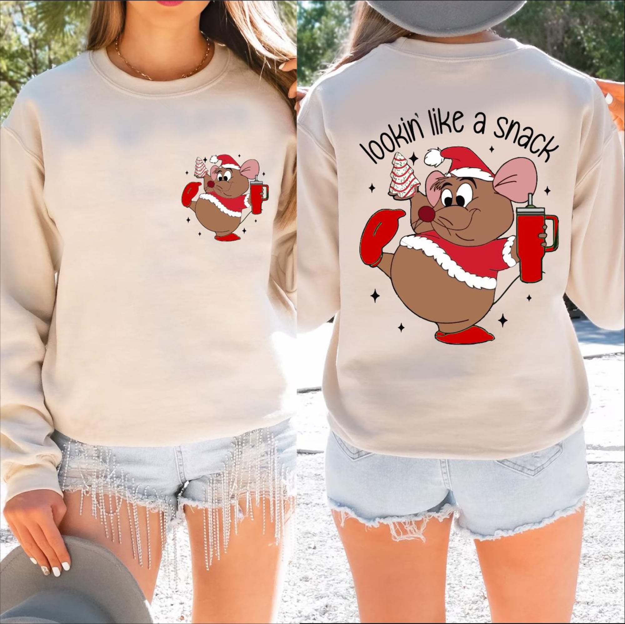 Cute Gus Gus Sweatshirt, Looking Like A Snack Christmas Sweatshirt, Family Christmas Sweatshirt, Disney Christmas Sweatshirt, CRT140