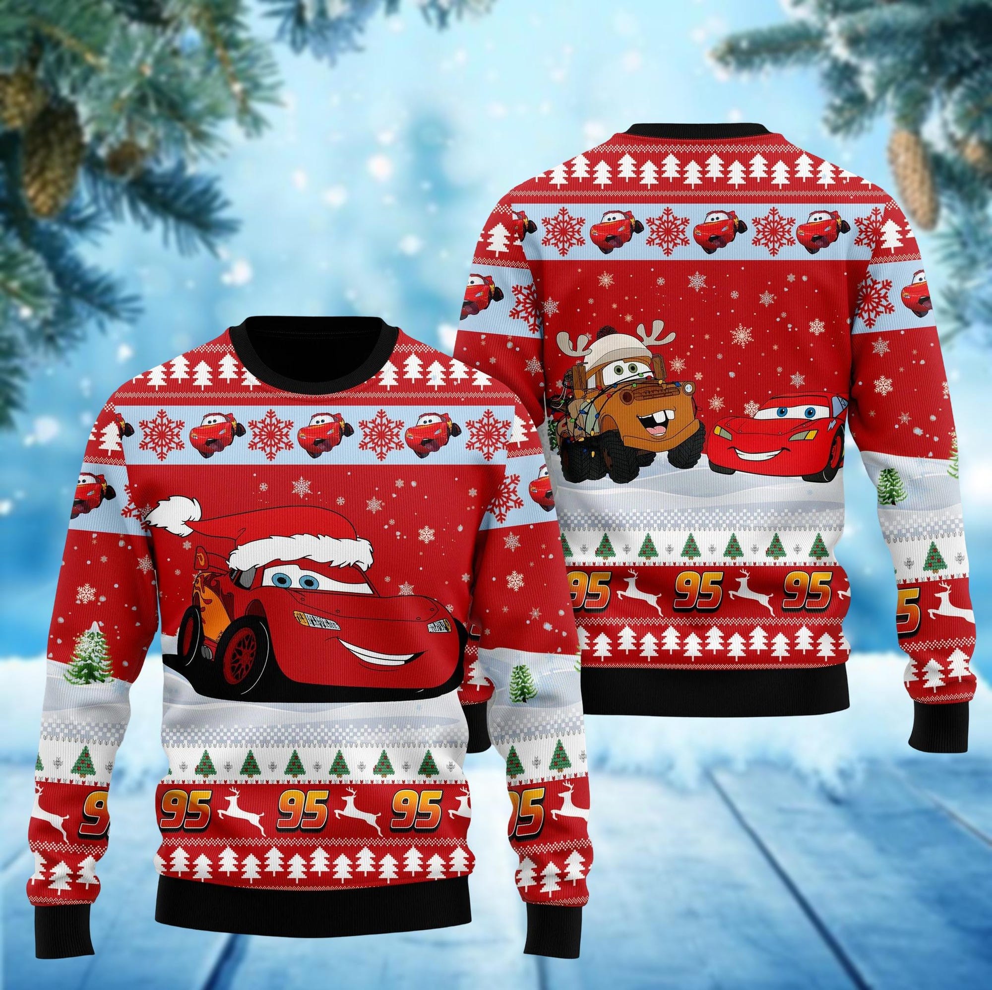 Christmas Lightning McQueen Ugly Sweater,  McQueen 95 Ugly Chritsmas Sweater, Disney Cars Xmas Sweater, Christmas Gift