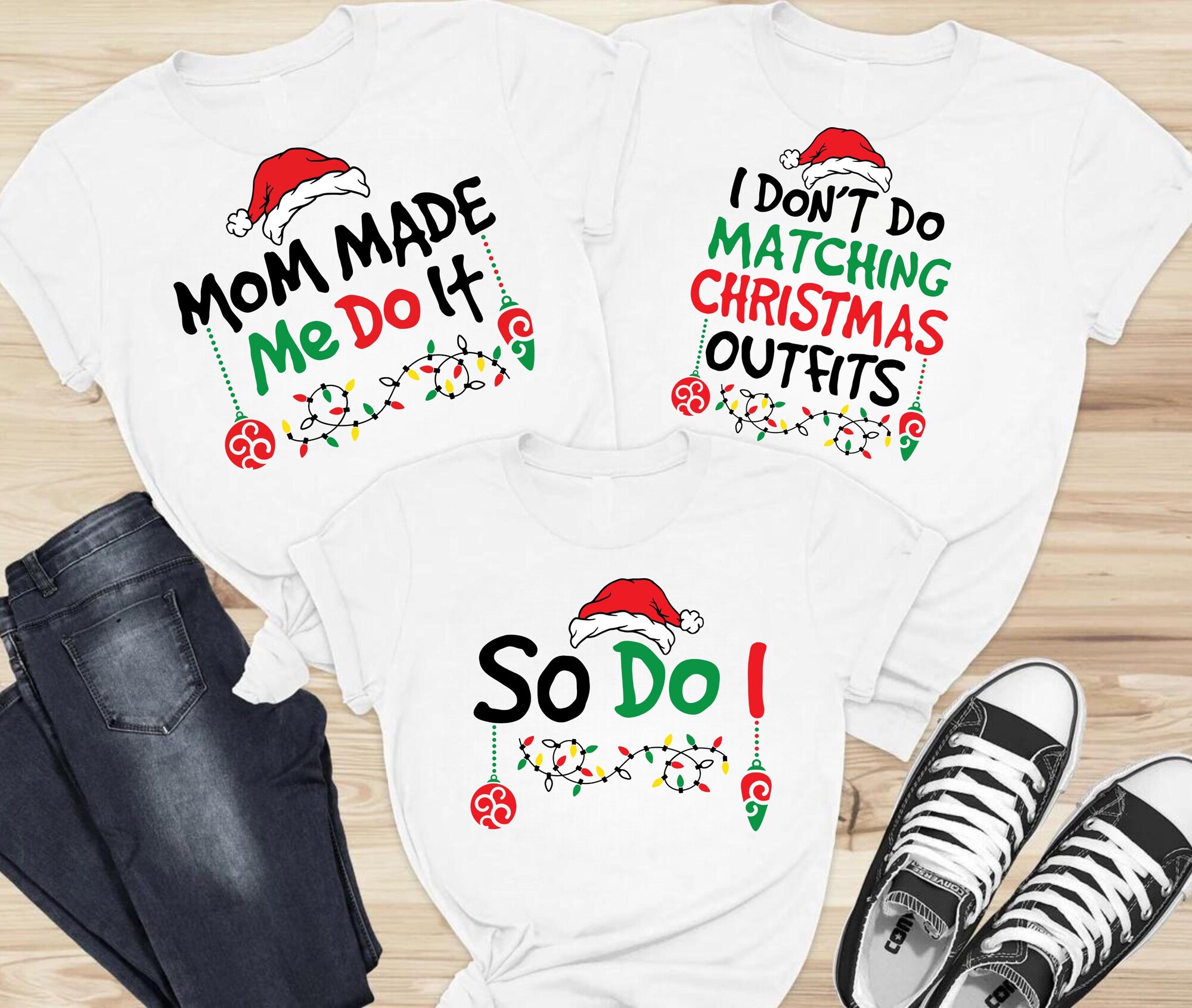 il_2000xN.6361312650_b7w6.jpg Christmas Family Matching Shirts, Family Men Funny Shirt, Family Christmas Holiday Gift, I Don't Do Matching Christmas Outfits, But I Do Tee
