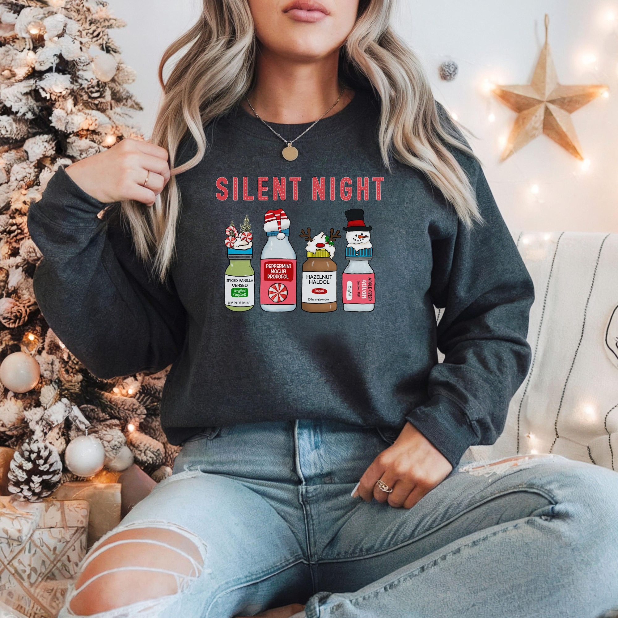 Silent night nurse Christmas sweater, Ugly Christmas sweater, Funny Christmas sweater, Sarcastic  sweater, Funny  nurse Christmas sweater