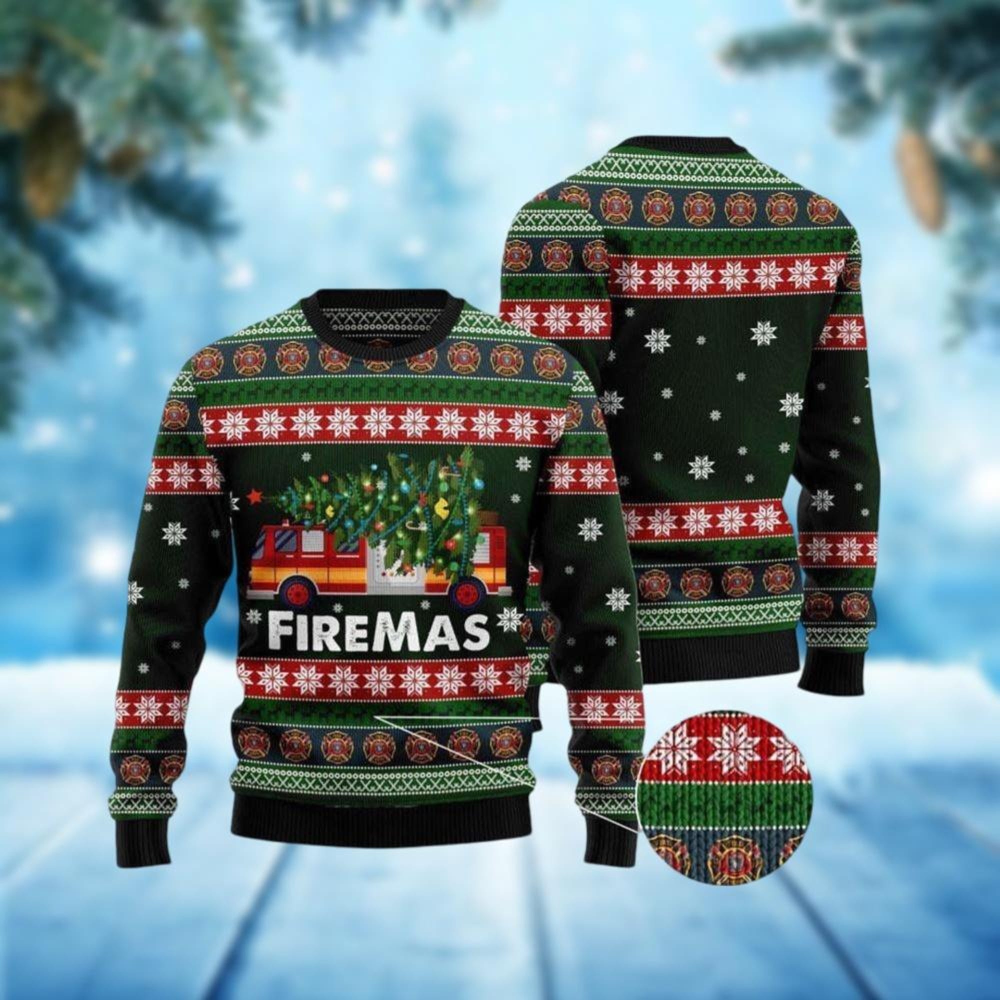 Christmas Firefighter Ugly Sweater, Fireman Xmas Sweater, Firefighter Ugly Christmas Sweater, Fire Department Sweater For Men, Xmas Gift