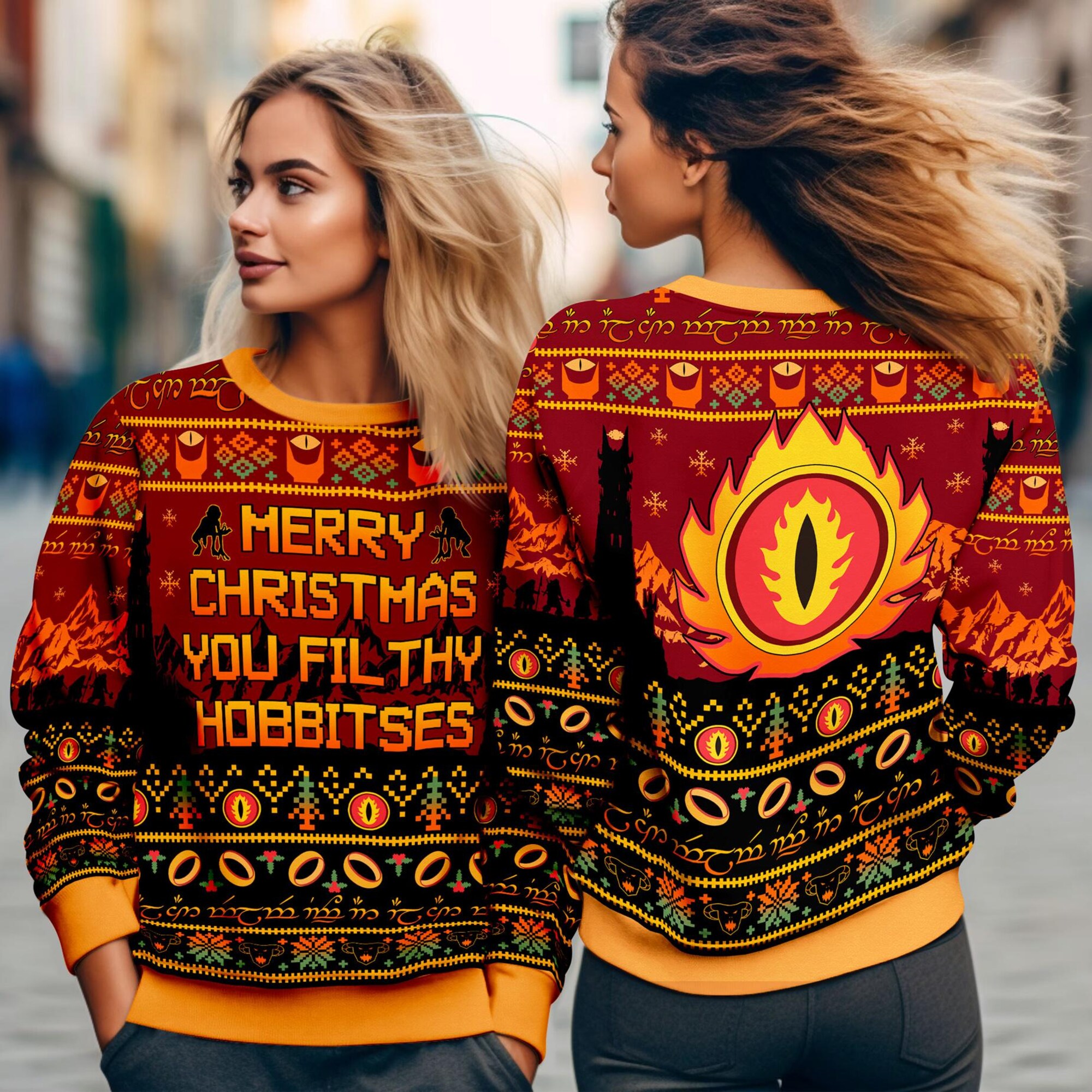 il_2000xN.6368266579_ftgc.jpg Merry Christmas You Filthy Hobbitses Ugly Christmas Sweater, Lord of the Rings Ugly Sweater, Ugly Christmas Sweater, Xmas Gifts