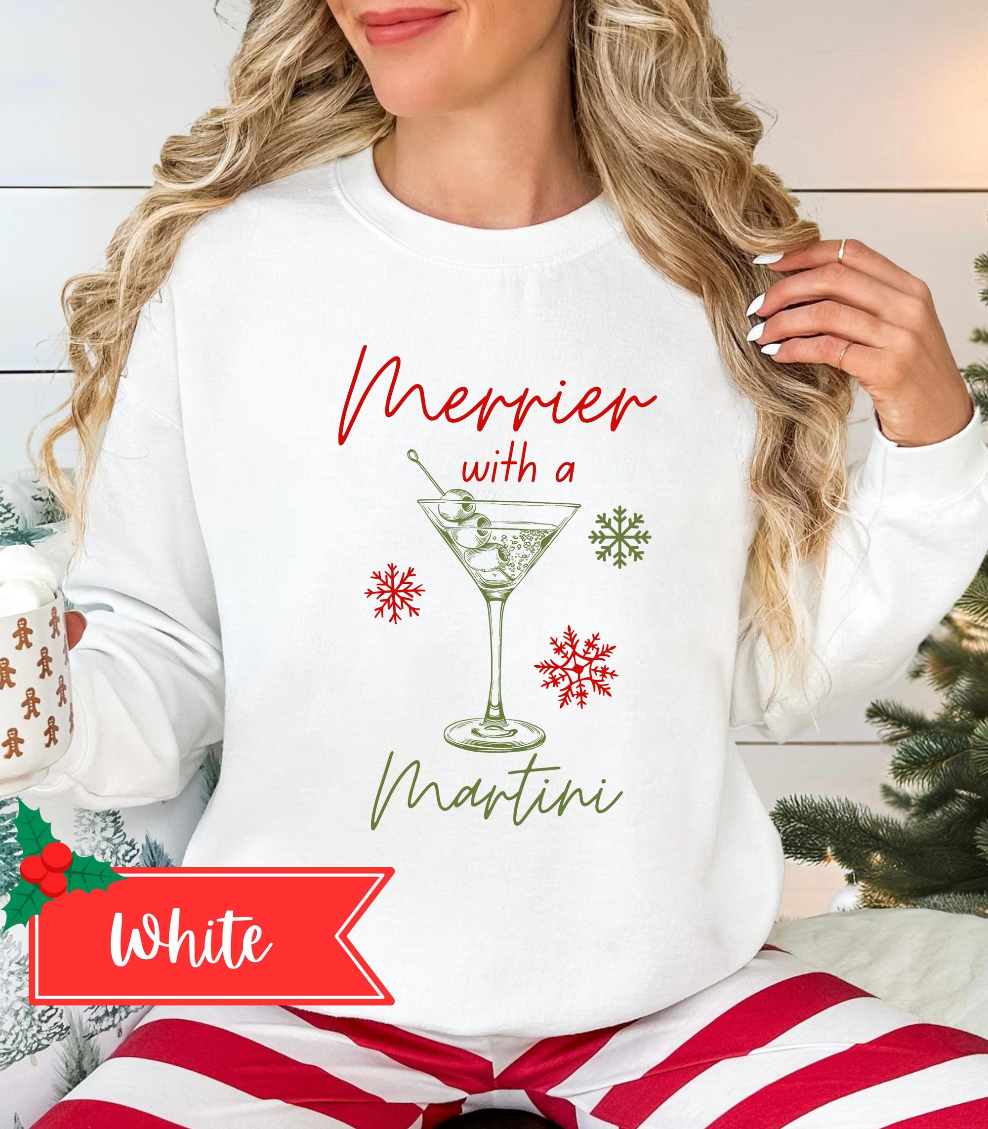 Merrier with a Martini Sweatshirt | Cozy Holiday Apparel | Festive Gift | Margarita Christmas |