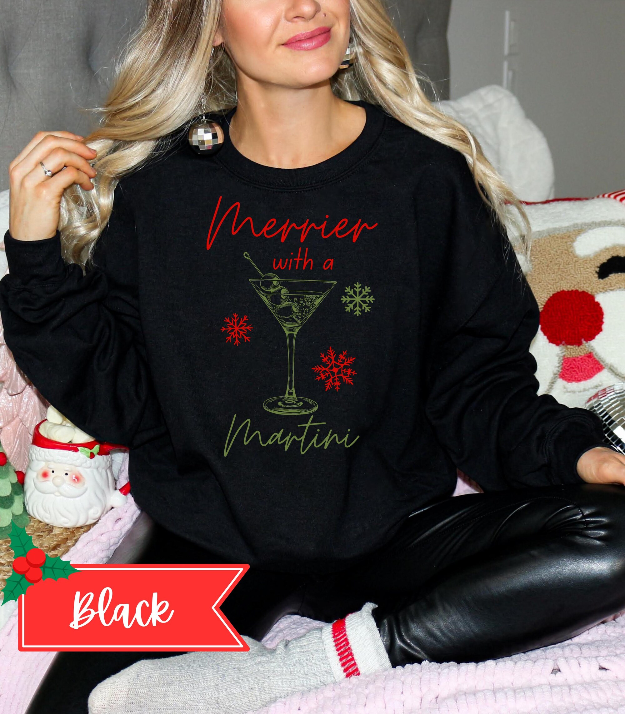 il_2000xN.6368712332_a6im-3.jpg Merrier with a Martini Sweatshirt | Cozy Holiday Apparel | Festive Gift | Margarita Christmas |