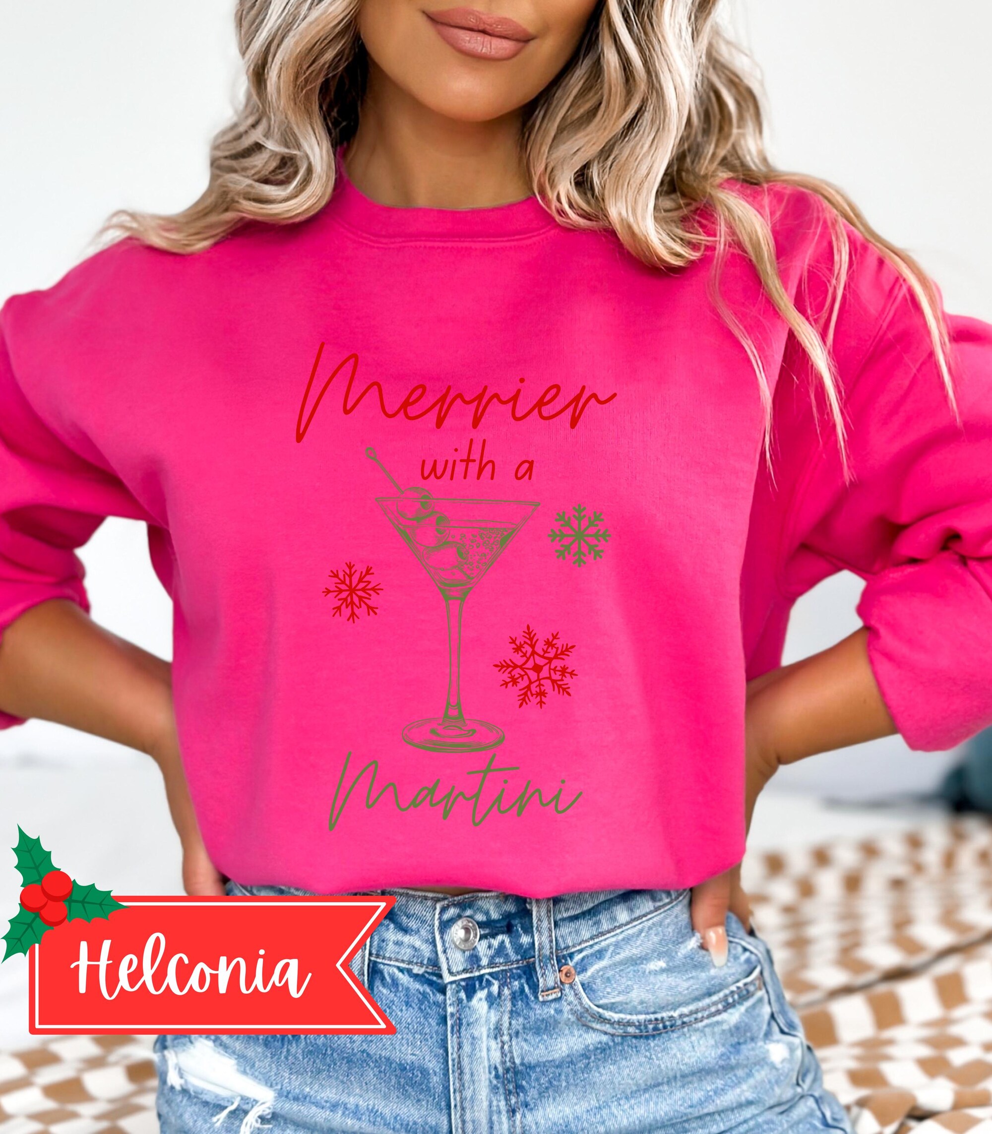 il_2000xN.6368712364_qfo1-3.jpg Merrier with a Martini Sweatshirt | Cozy Holiday Apparel | Festive Gift | Margarita Christmas |