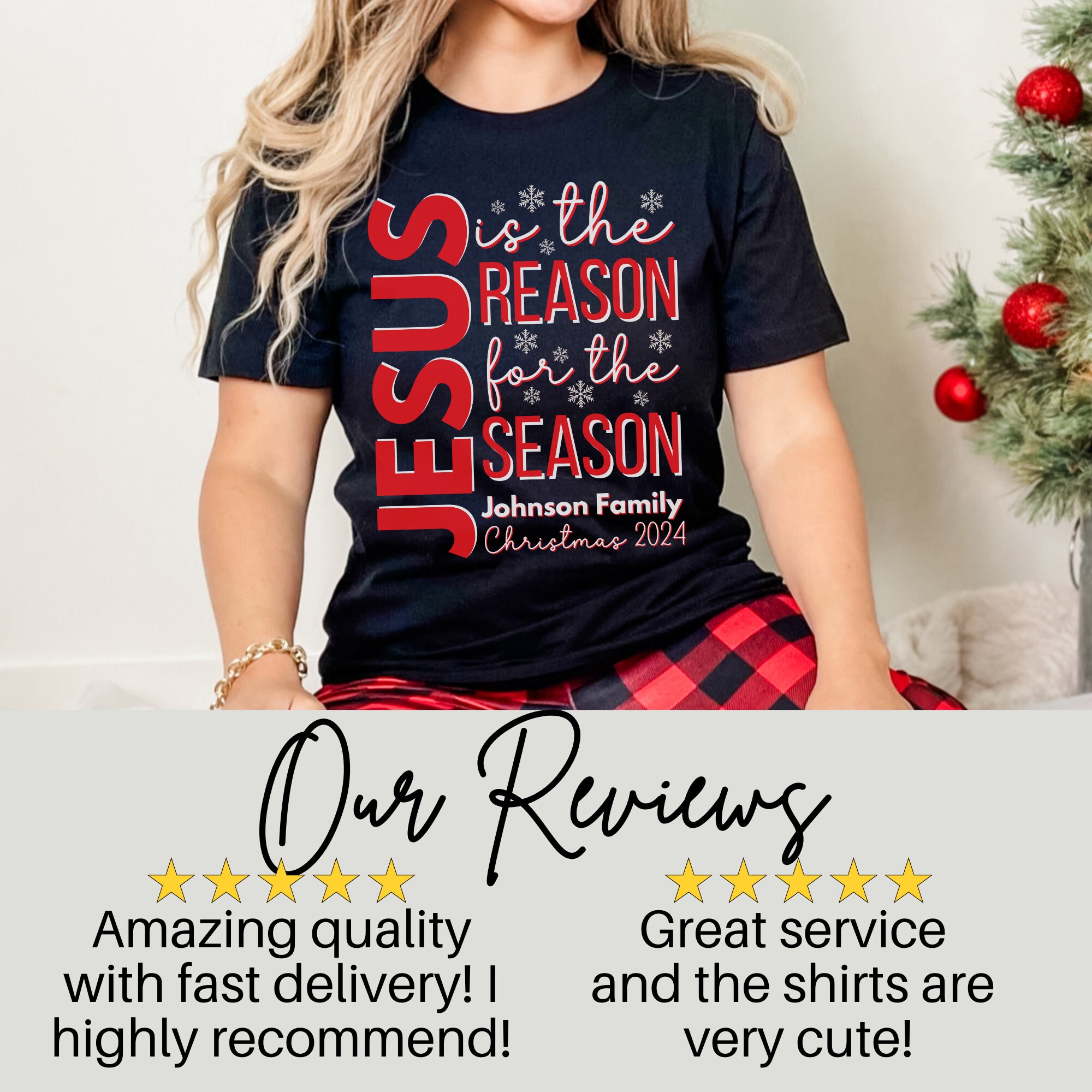 il_2000xN.6369466417_k2jd.jpg Custom Matching Family Christmas Shirts, Personalized Christian Jesus is the Reason for the Season Holiday T-Shirts, Church Group Faith Tees
