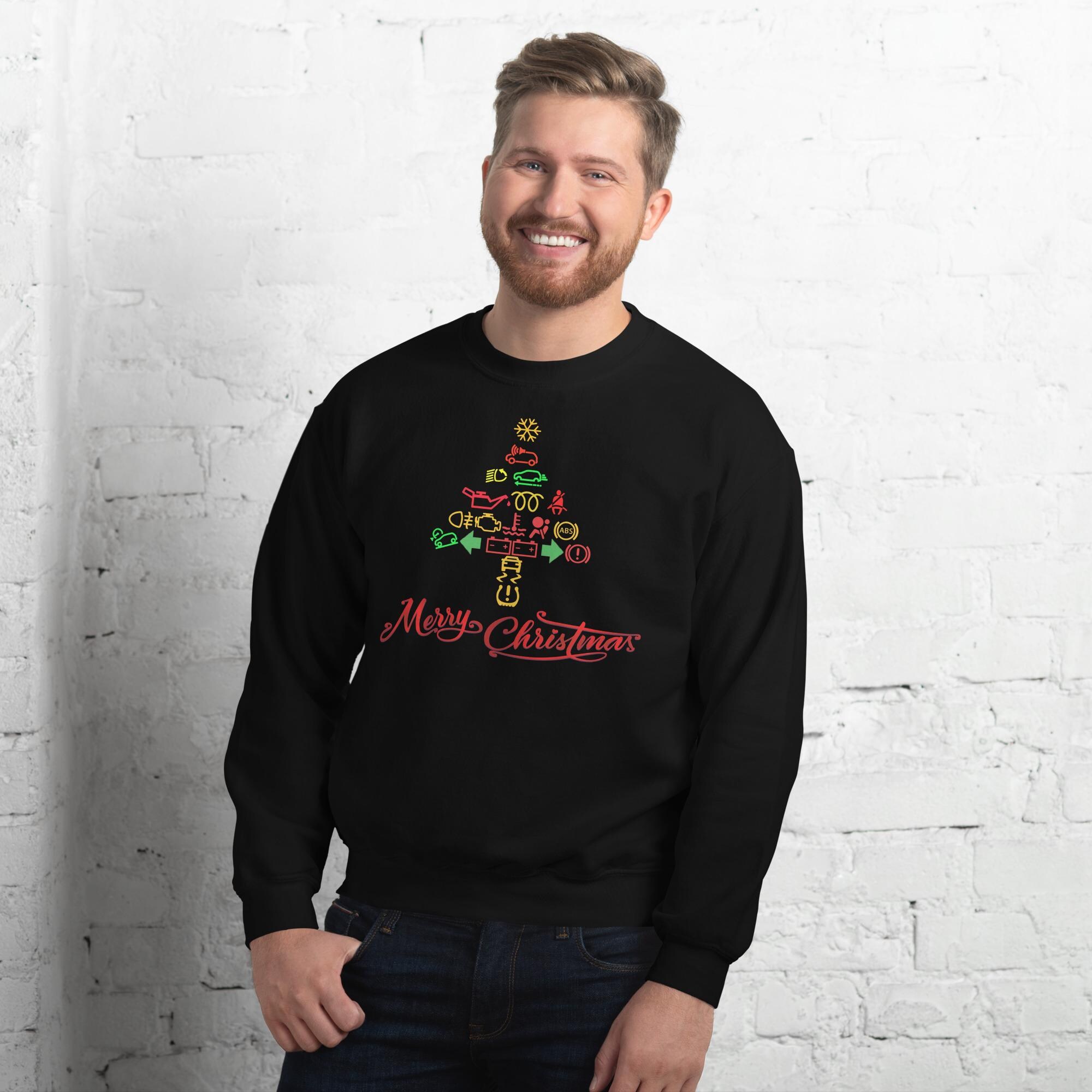 Gearhead Car Warning Lights Sweater, Tacky Ugly Christmas Sweater, Gorgeous Fun, Fun Sweater, Car Warning Lights in Shape of Christmas Tree