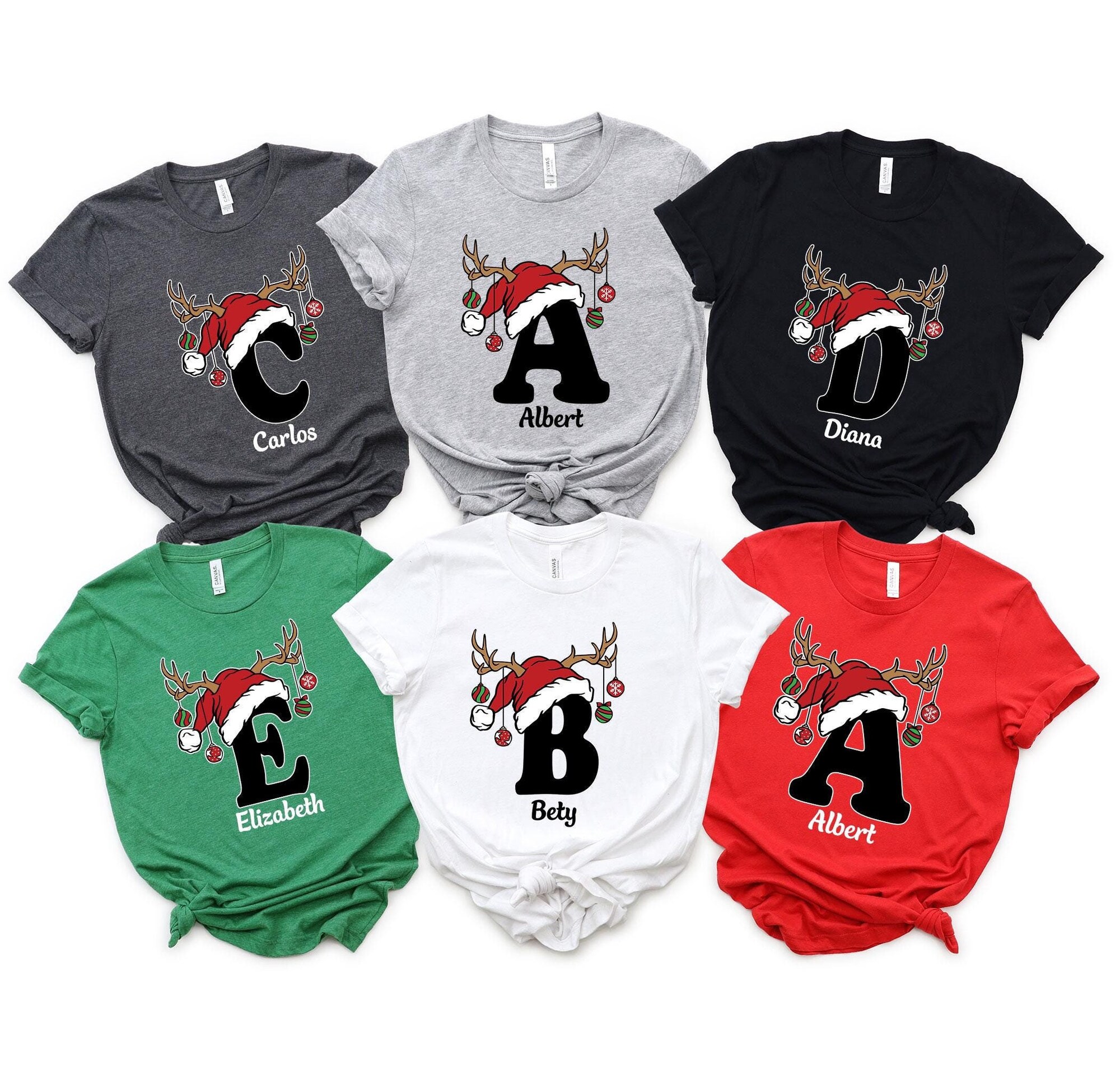 Monogrammed Family Christmas Shirt, Name Family Christmas Name Shirt, Personalized Christmas Family T-Shirt, Custom Christmas Initial Shirt